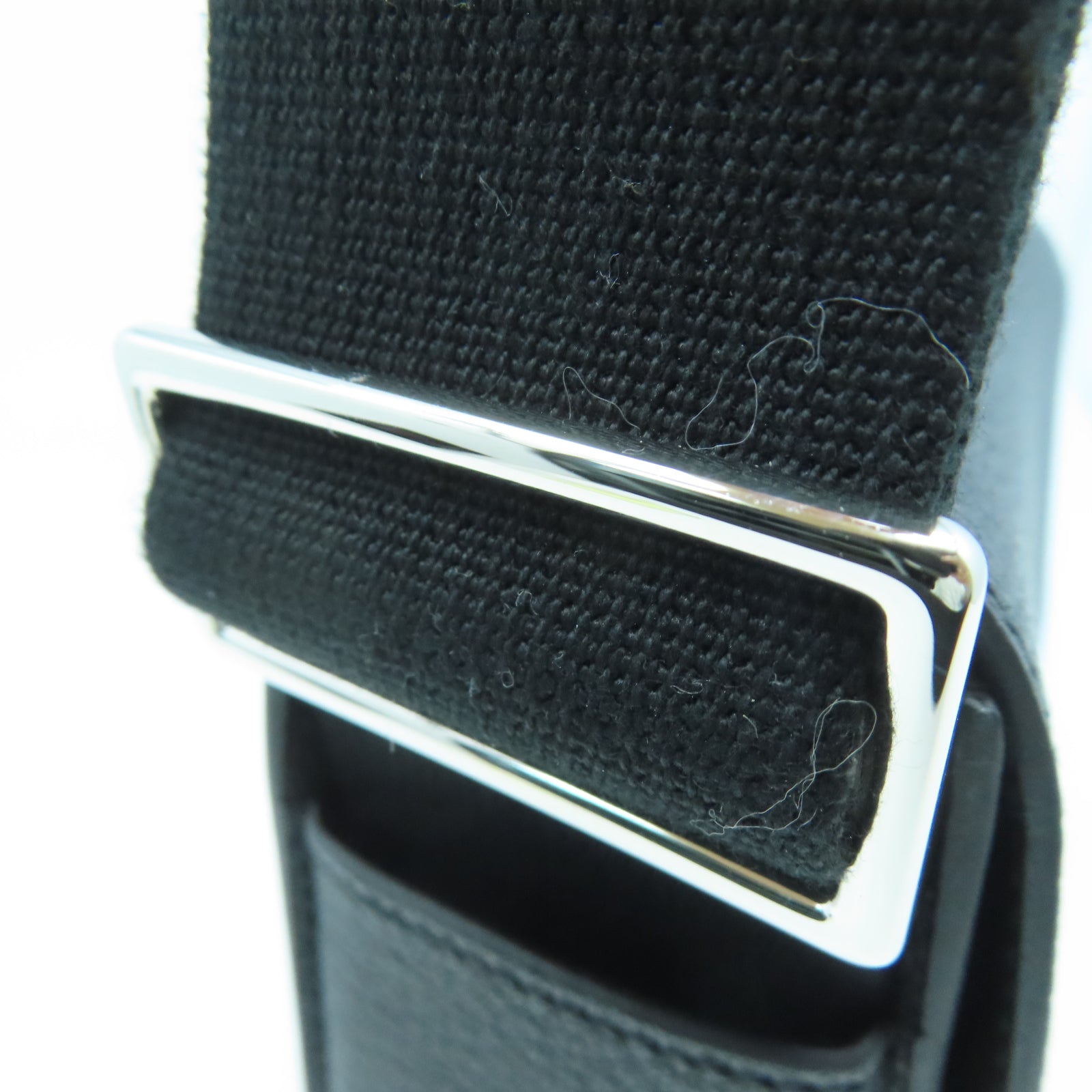 HERMES Chevre皮革Geta Bag銀扣肩背袋黑色
