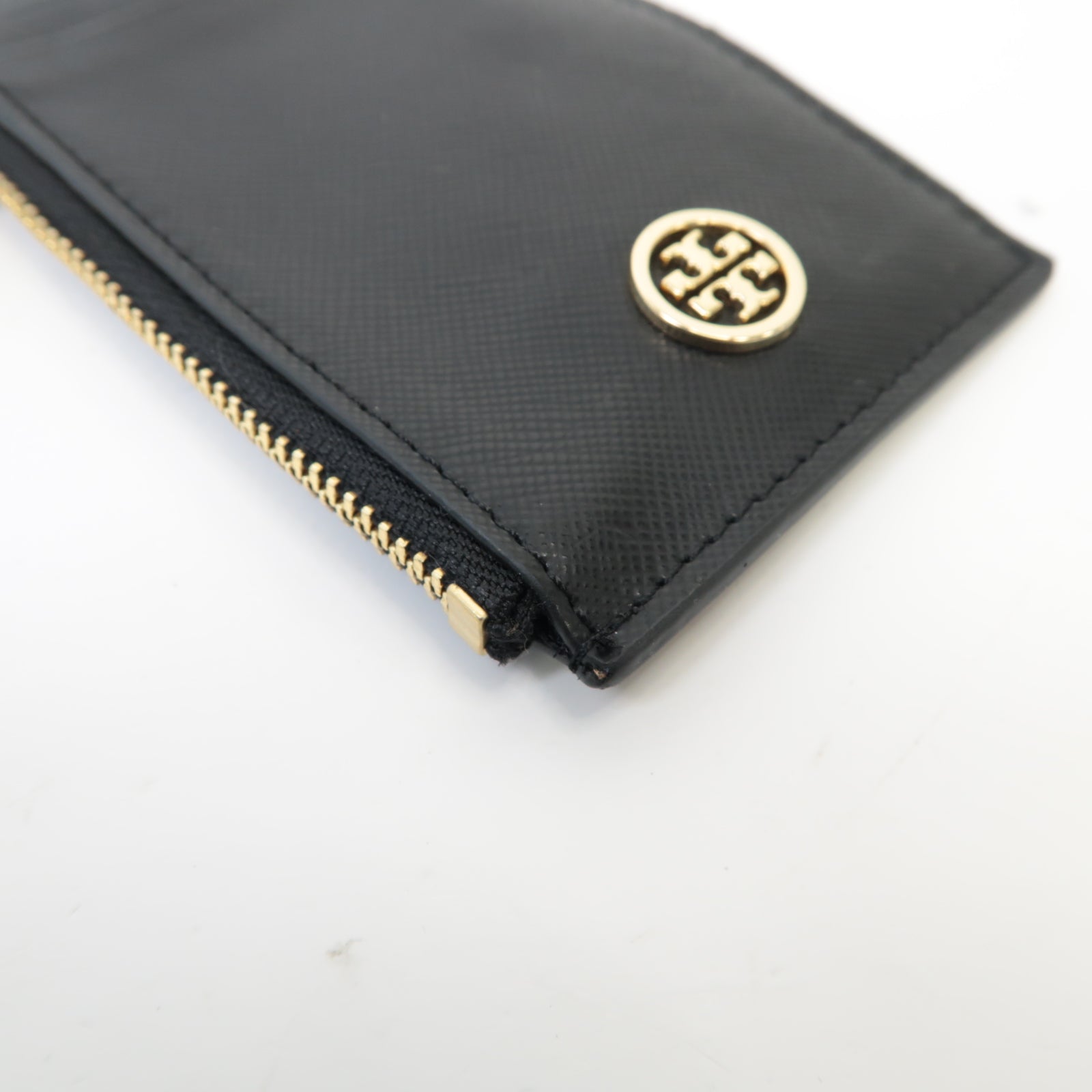 Tory Burch 牛皮皮革Card Holder金扣卡片套黑色
