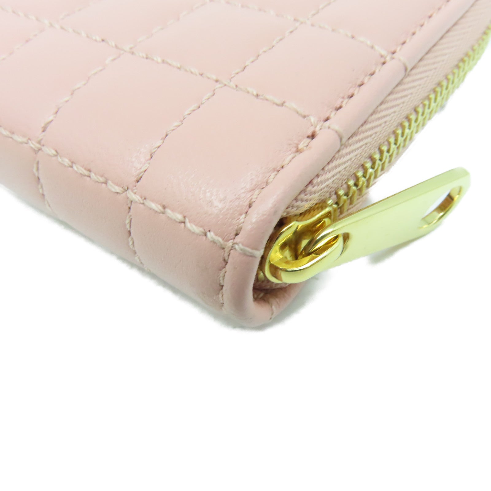 BURBERRY 羊皮皮革Round Card Coin Case金扣拉鏈零錢包/卡片套粉紅色