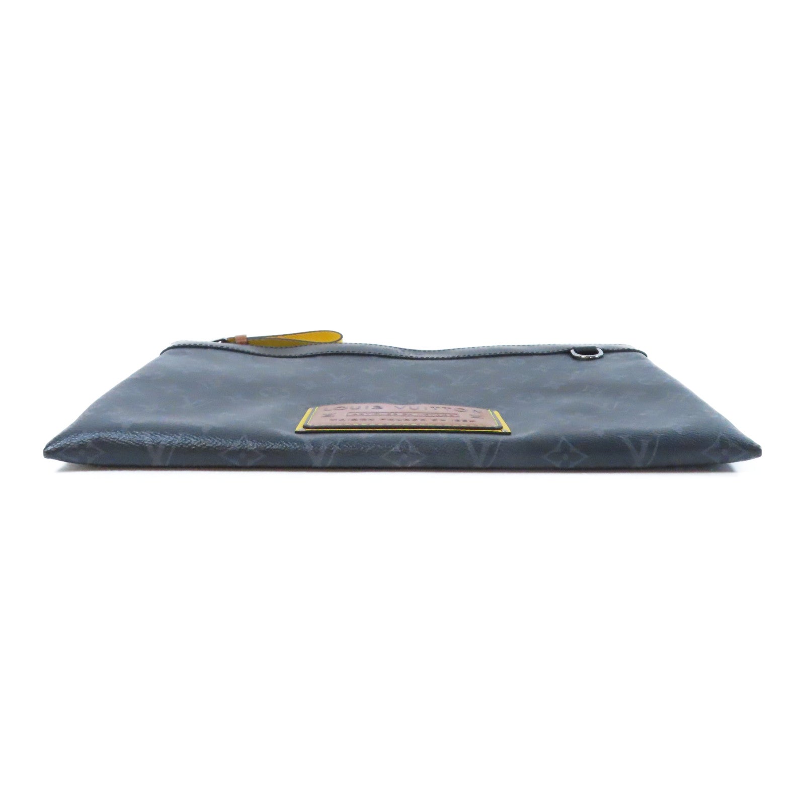 LOUIS VUITTON Monogram Eclipse Pochette Discovery銀扣手拿包黑色