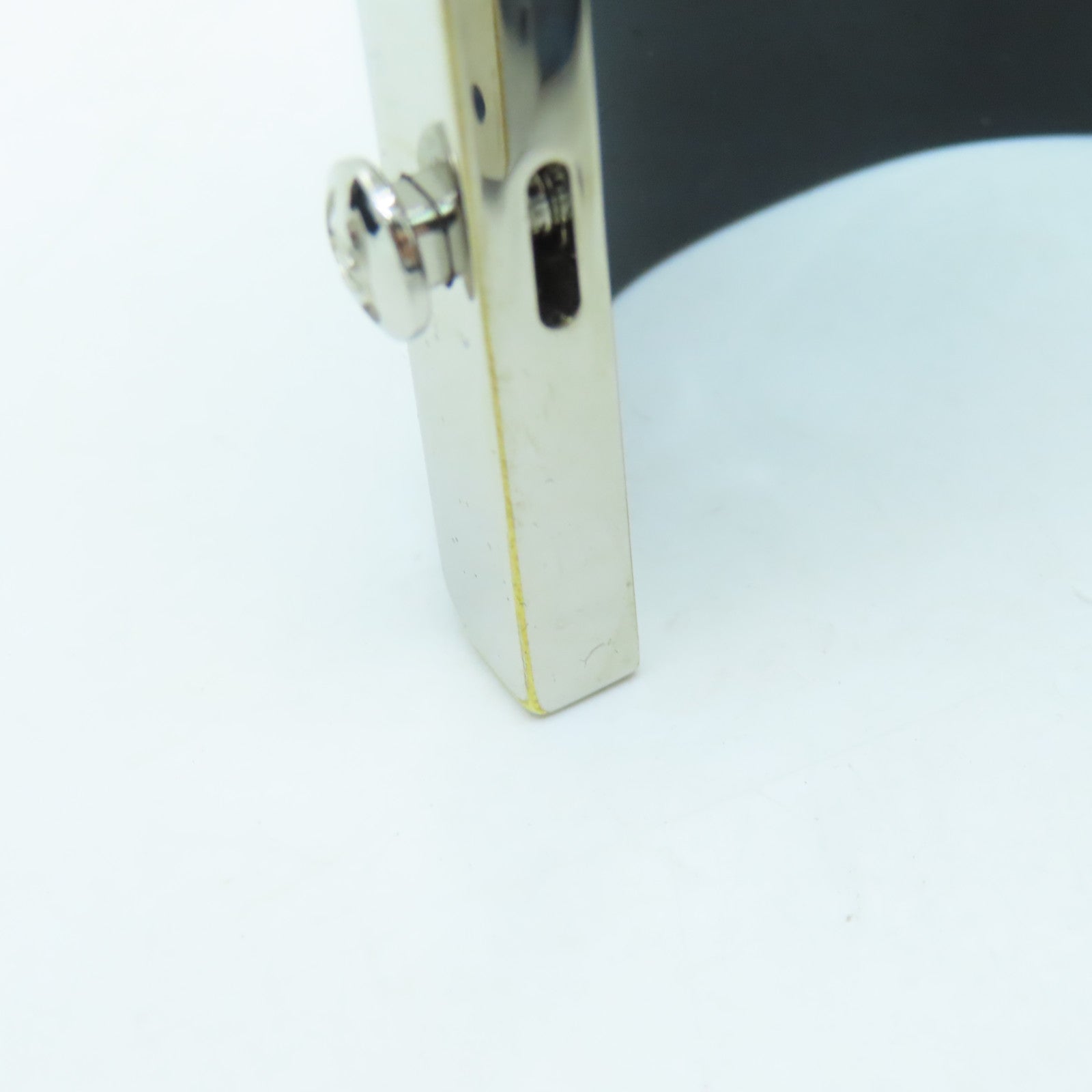 CHANEL metal Bangle silver buckle bracelet black