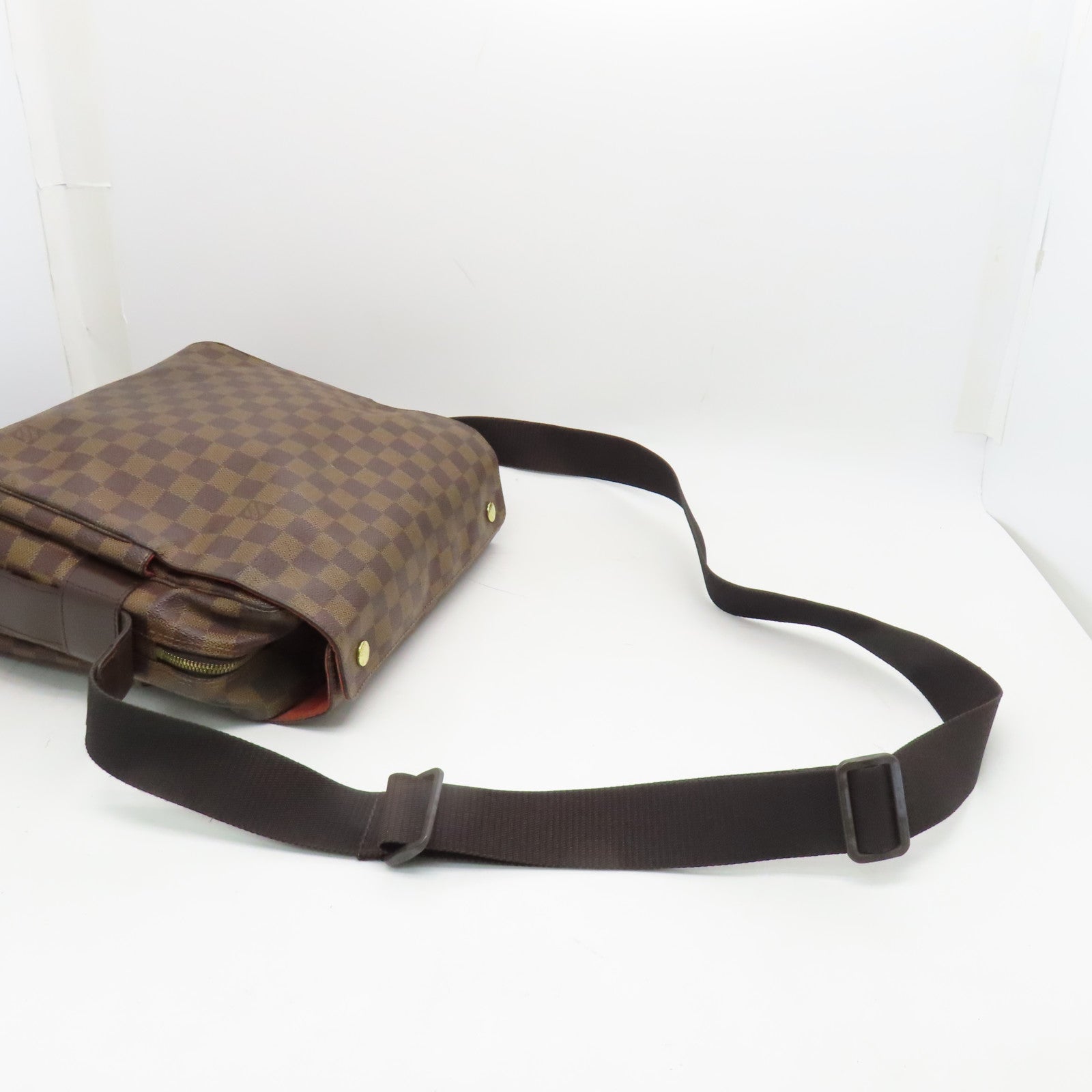 LOUIS VUITTON Damier Naviglio金扣肩背袋啡色