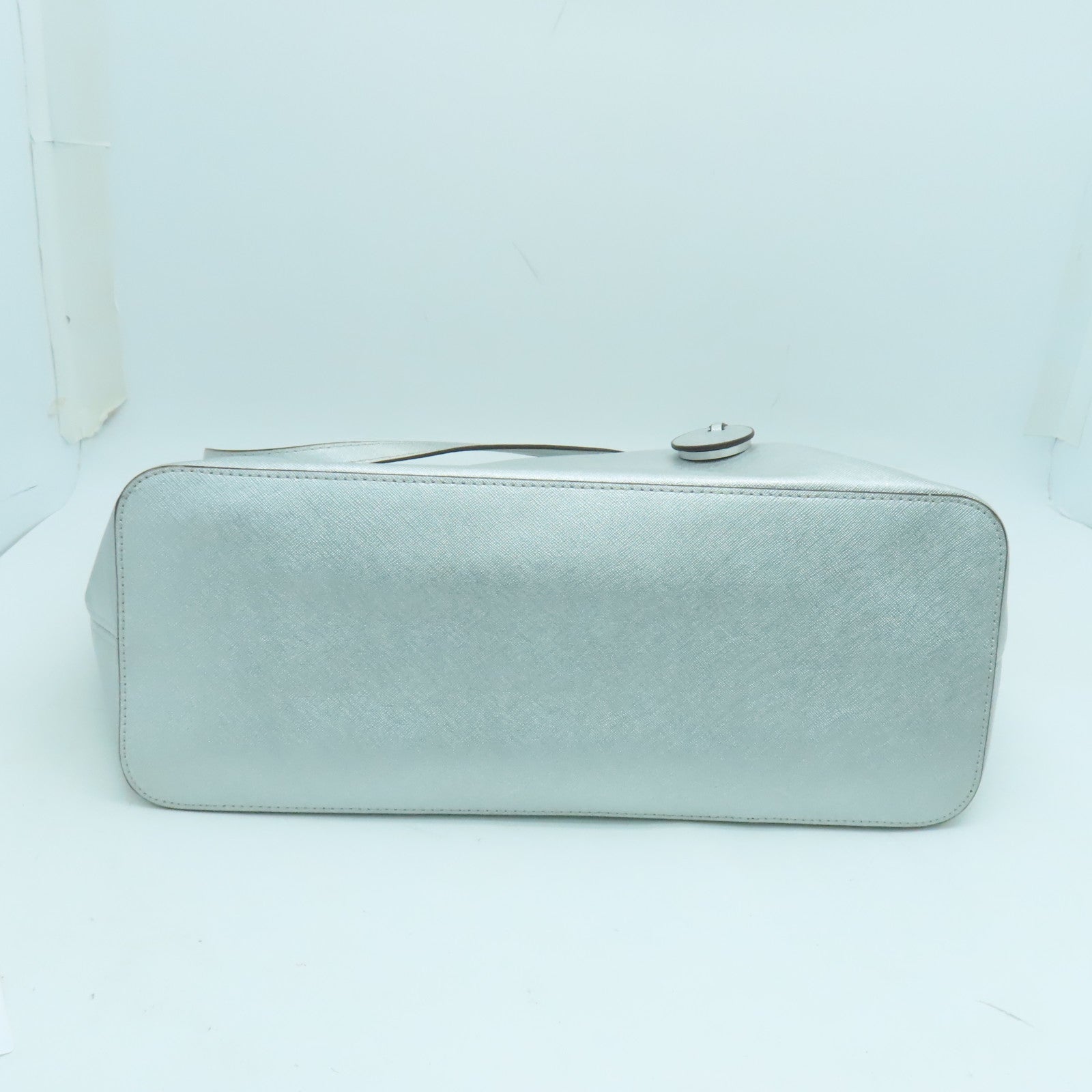 Michael Kors Coated Canvas Tote Bag Silver Button Handle Bag / Shoulder Bag Silver