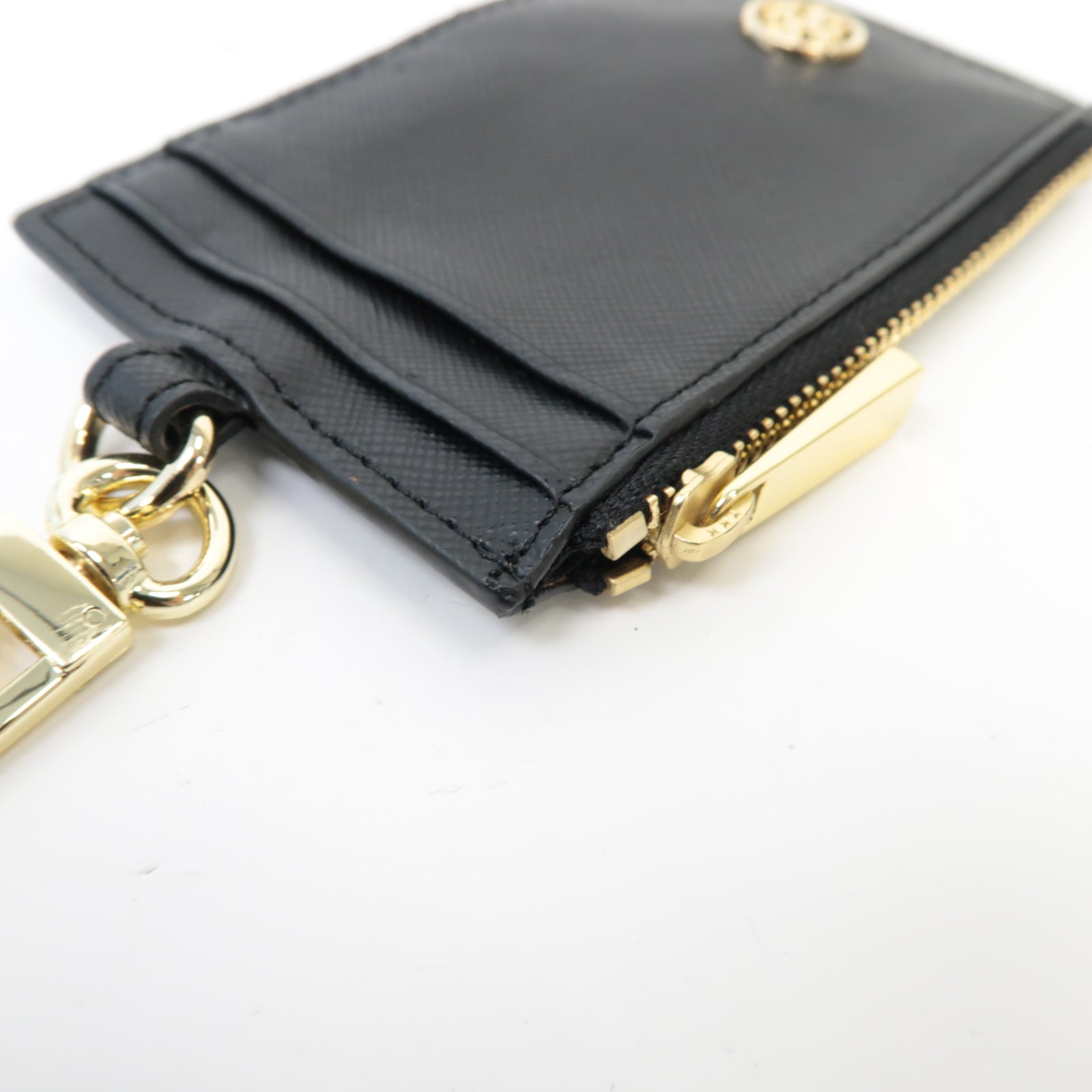 Tory Burch 牛皮皮革Card Holder金扣卡片套黑色