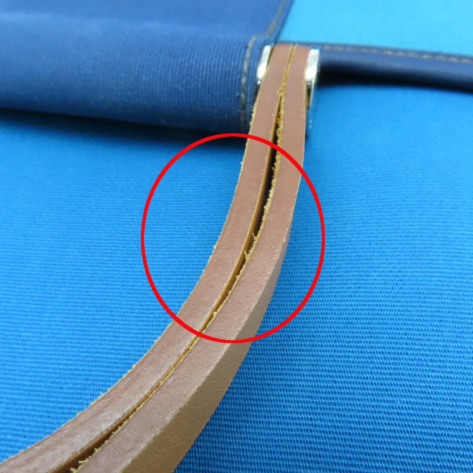 HERMES 帆布Cabag銀扣手挽肩背兩用袋藍色