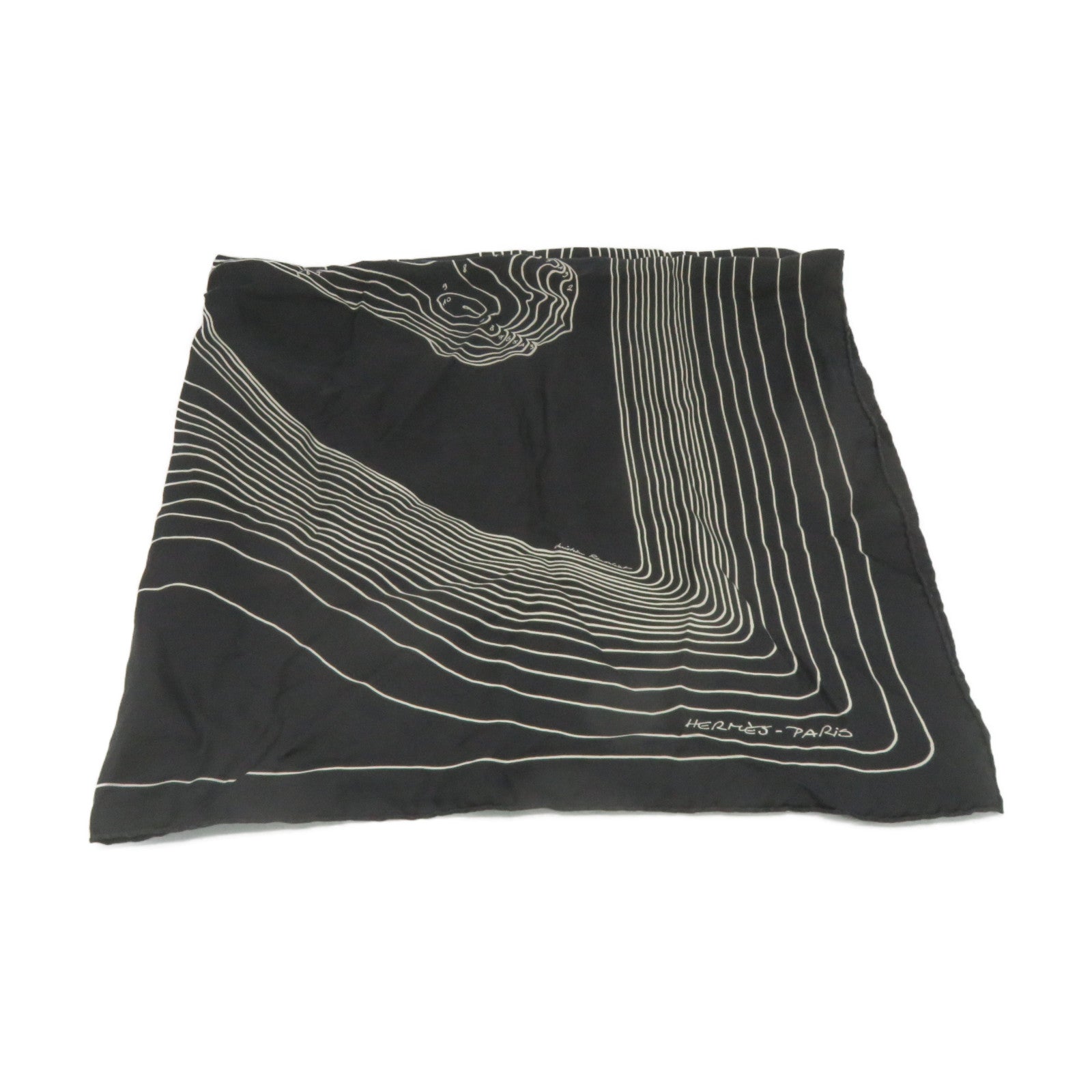 HERMES 絲質Scarf 90x90絲巾黑色/白色