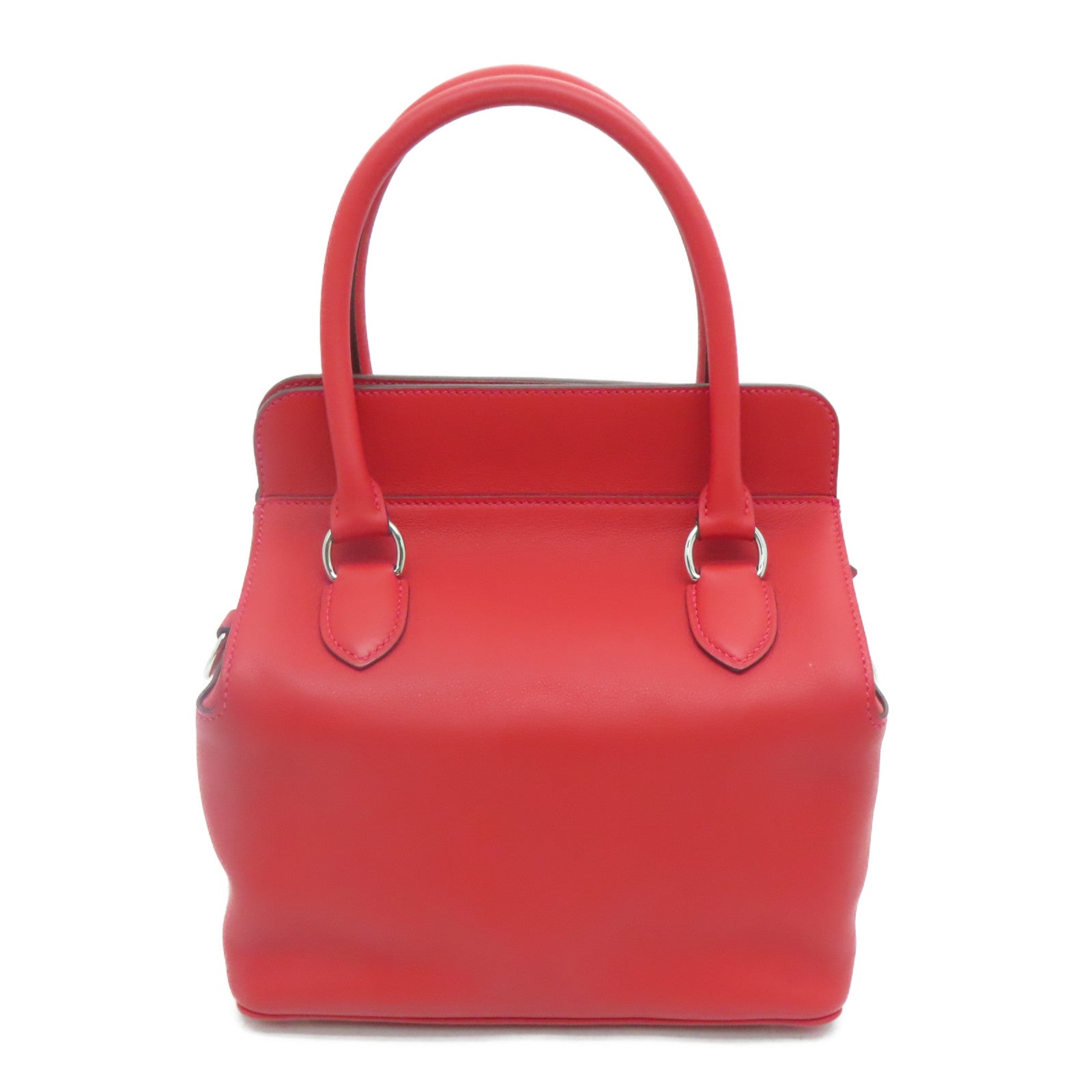 HERMES Swift皮革ToolBox 20銀扣手挽肩背兩用袋Rouge Pivoine/紅色