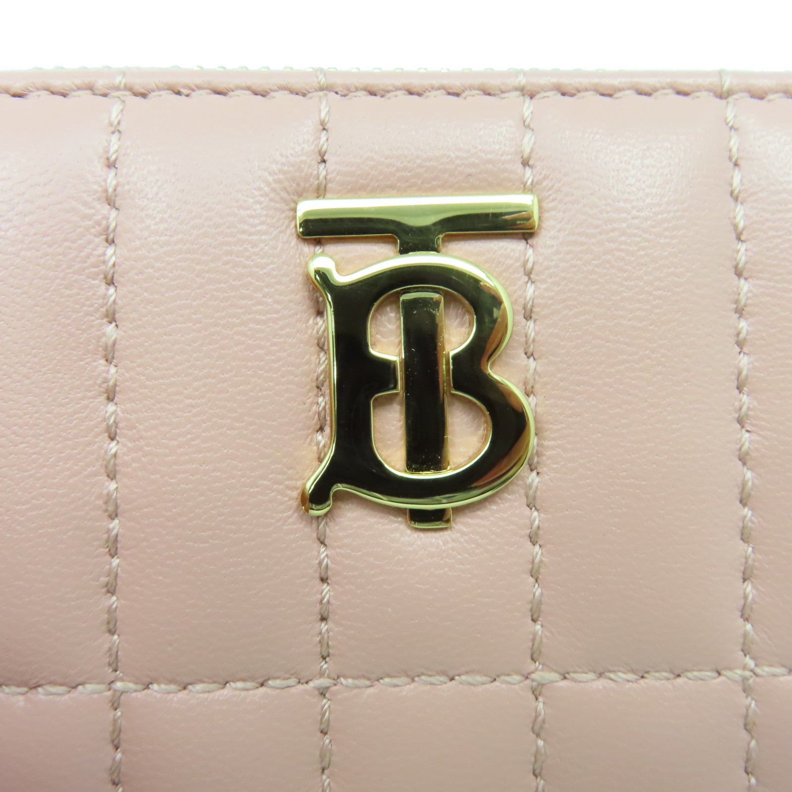 BURBERRY 羊皮皮革Round Card Coin Case金扣拉鏈零錢包/卡片套粉紅色