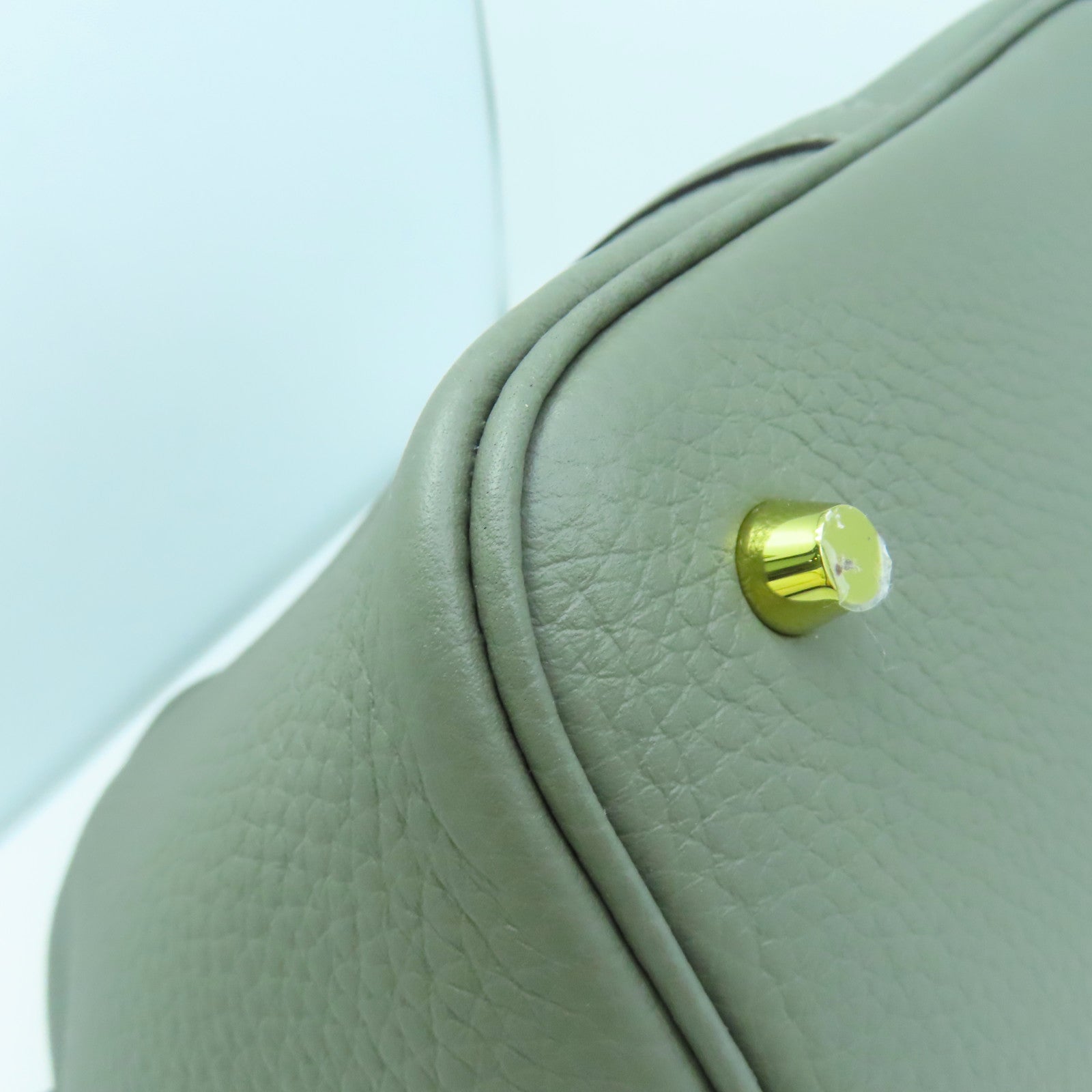 HERMES Clemence皮革Picotin MM金扣手挽袋積雨雲灰色