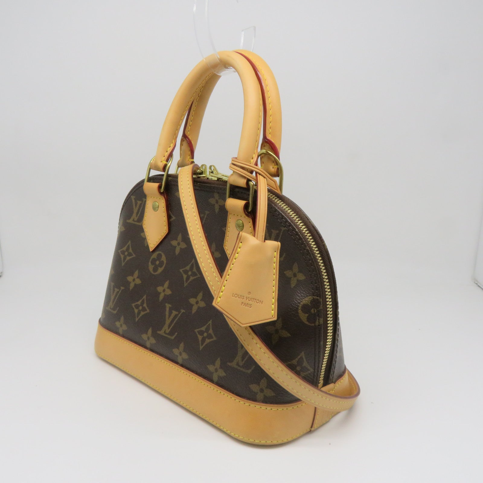LOUIS VUITTON Monogram Alma BB Gold Buckle Shoulder Bag Brown