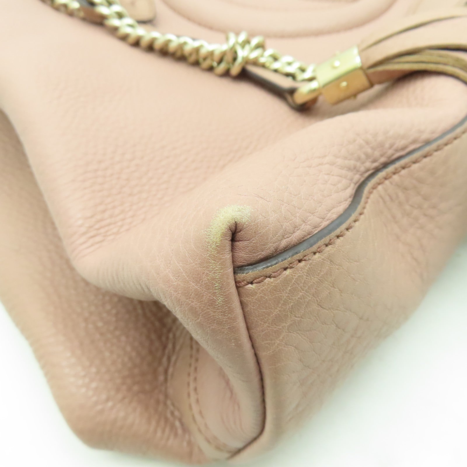 GUCCI 牛皮皮革Soho Chain Shoulder Bag金扣粉紅色