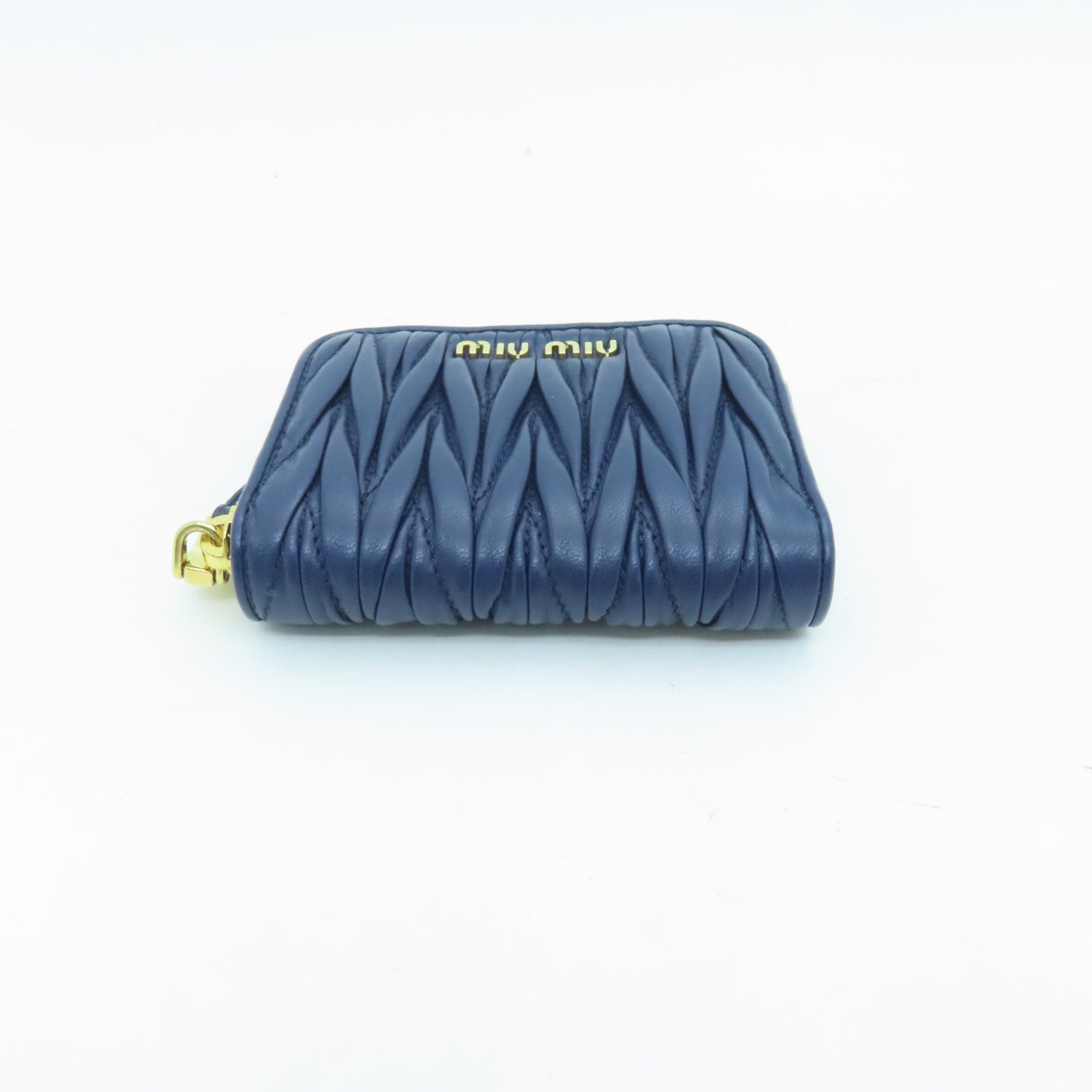 Miu Miu Sheepskin Leather Card Case Gold Buckle Green