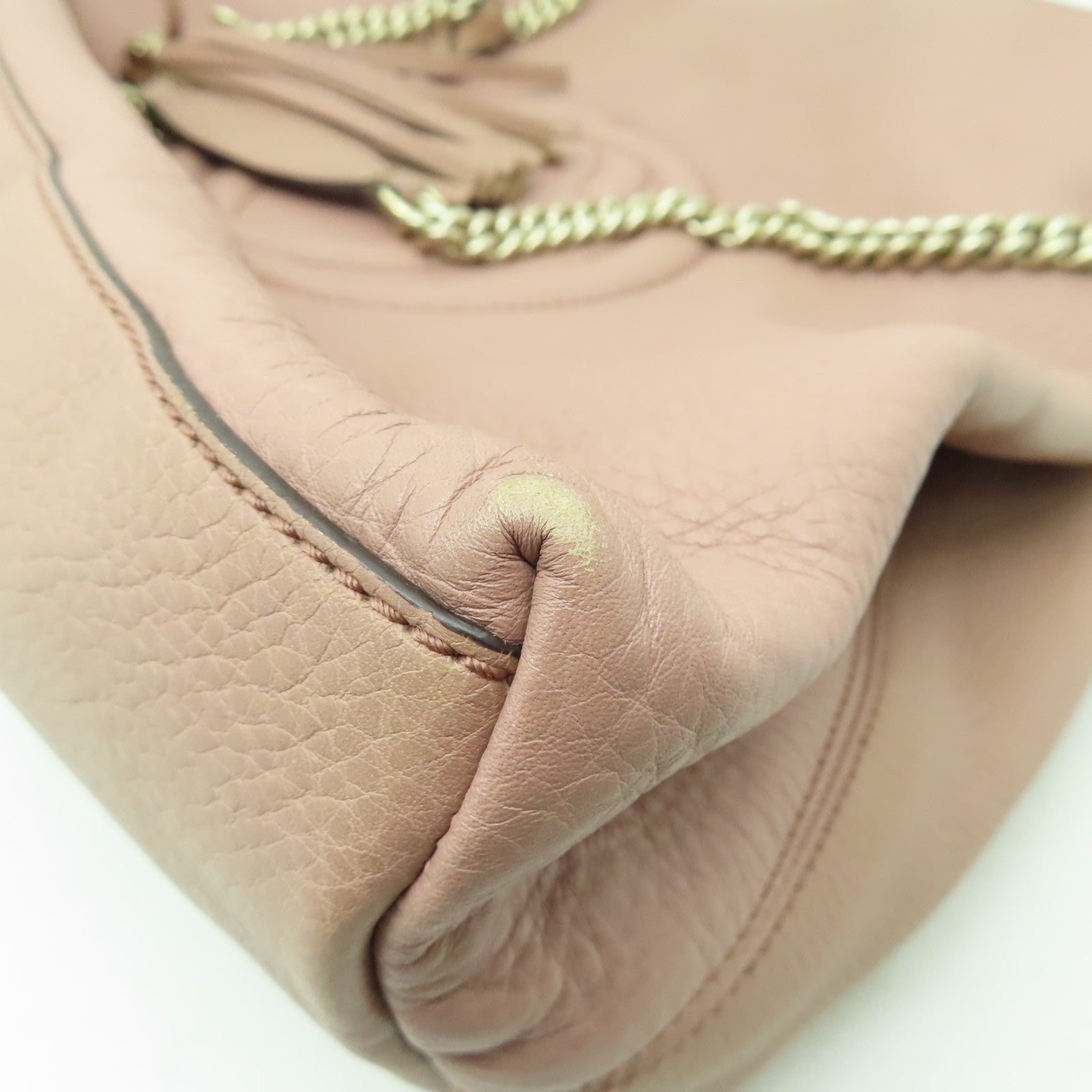 GUCCI 牛皮皮革Soho Chain Shoulder Bag金扣粉紅色