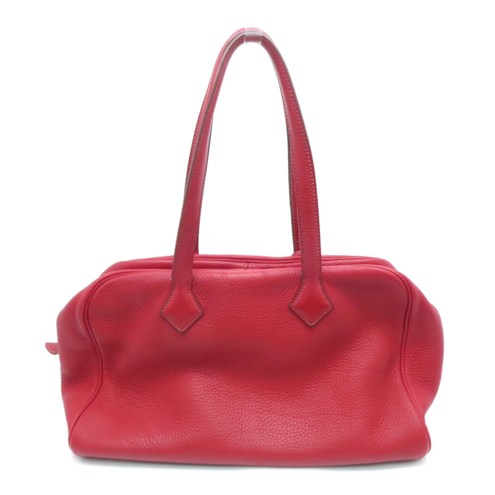 HERMES 【激减优惠】Clemence皮革Victoria银扣肩背袋Rouge Casaque/红色