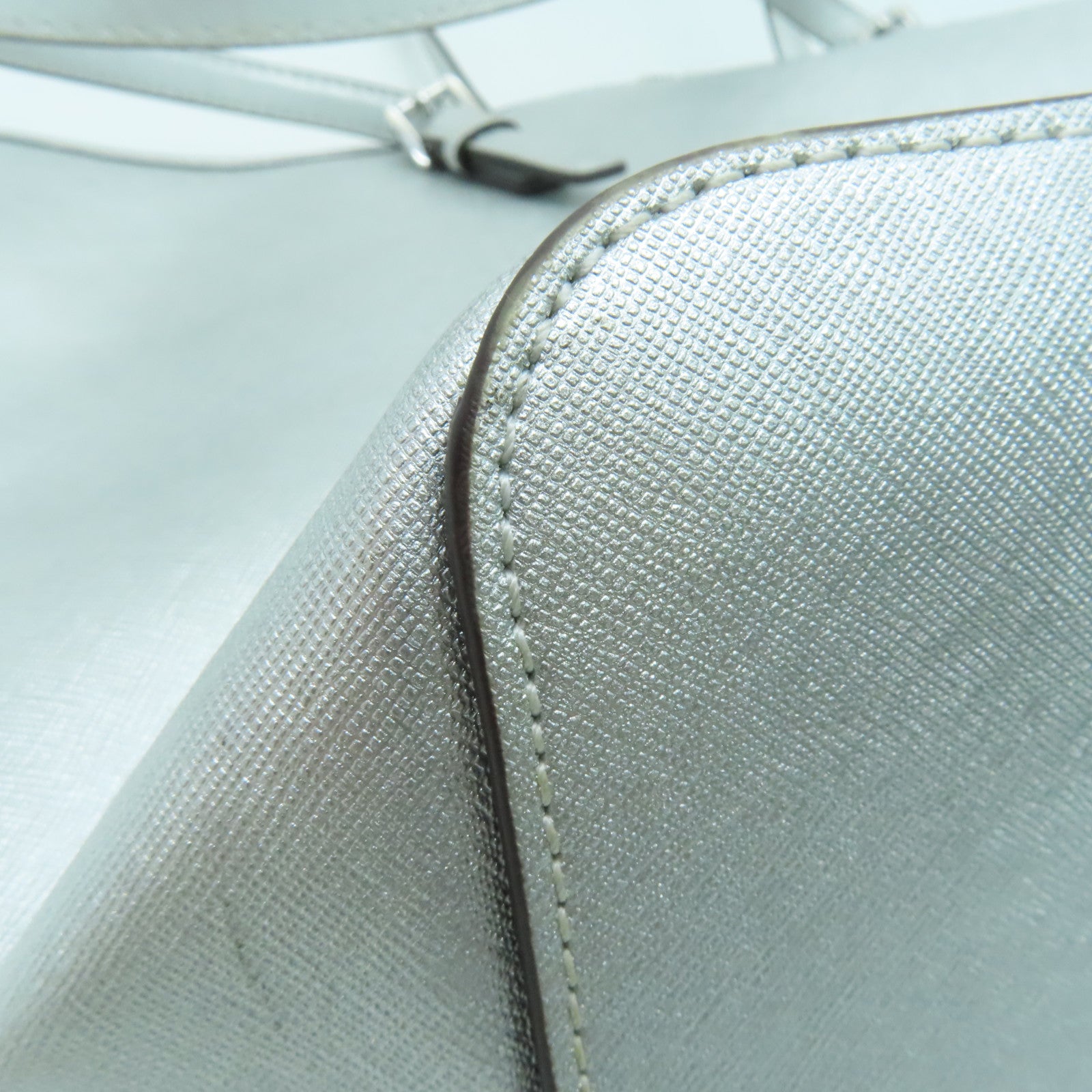 Michael Kors Coated Canvas Tote Bag Silver Button Handle Bag / Shoulder Bag Silver