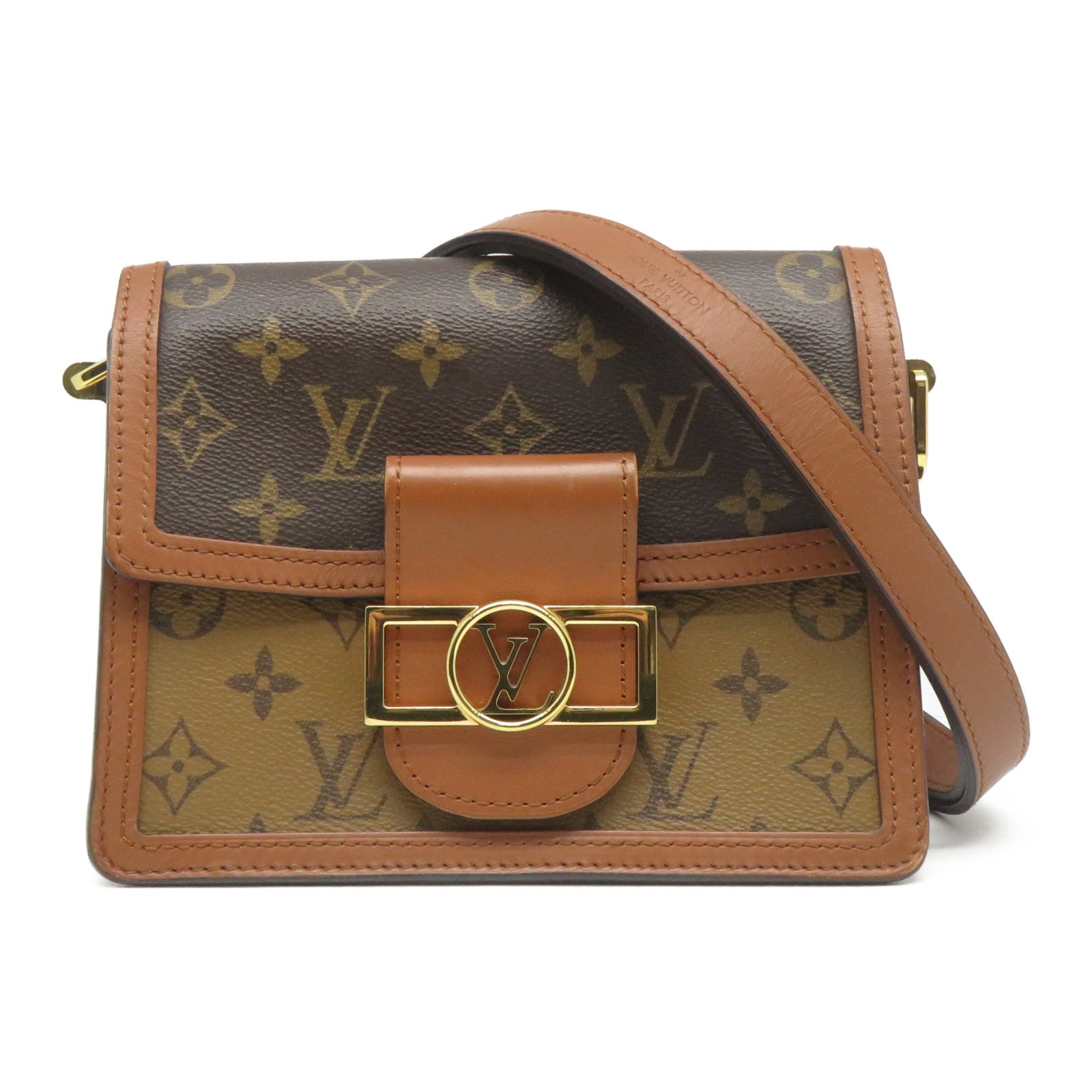 LOUIS VUITTON 【激減優惠】Monogram Reverse Mini Dauphine金扣肩背袋啡色