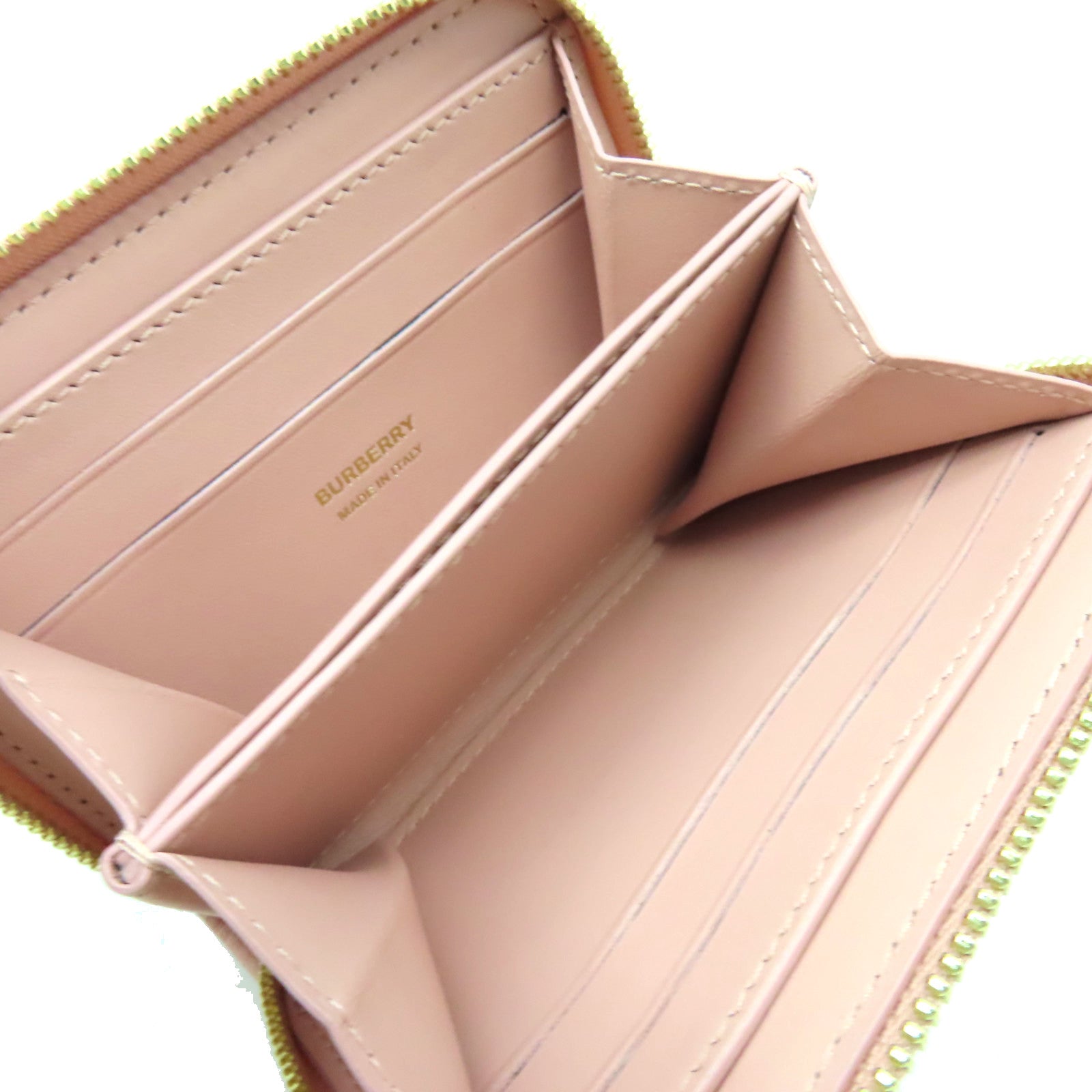 BURBERRY 羊皮皮革Round Card Coin Case金扣拉鏈零錢包/卡片套粉紅色
