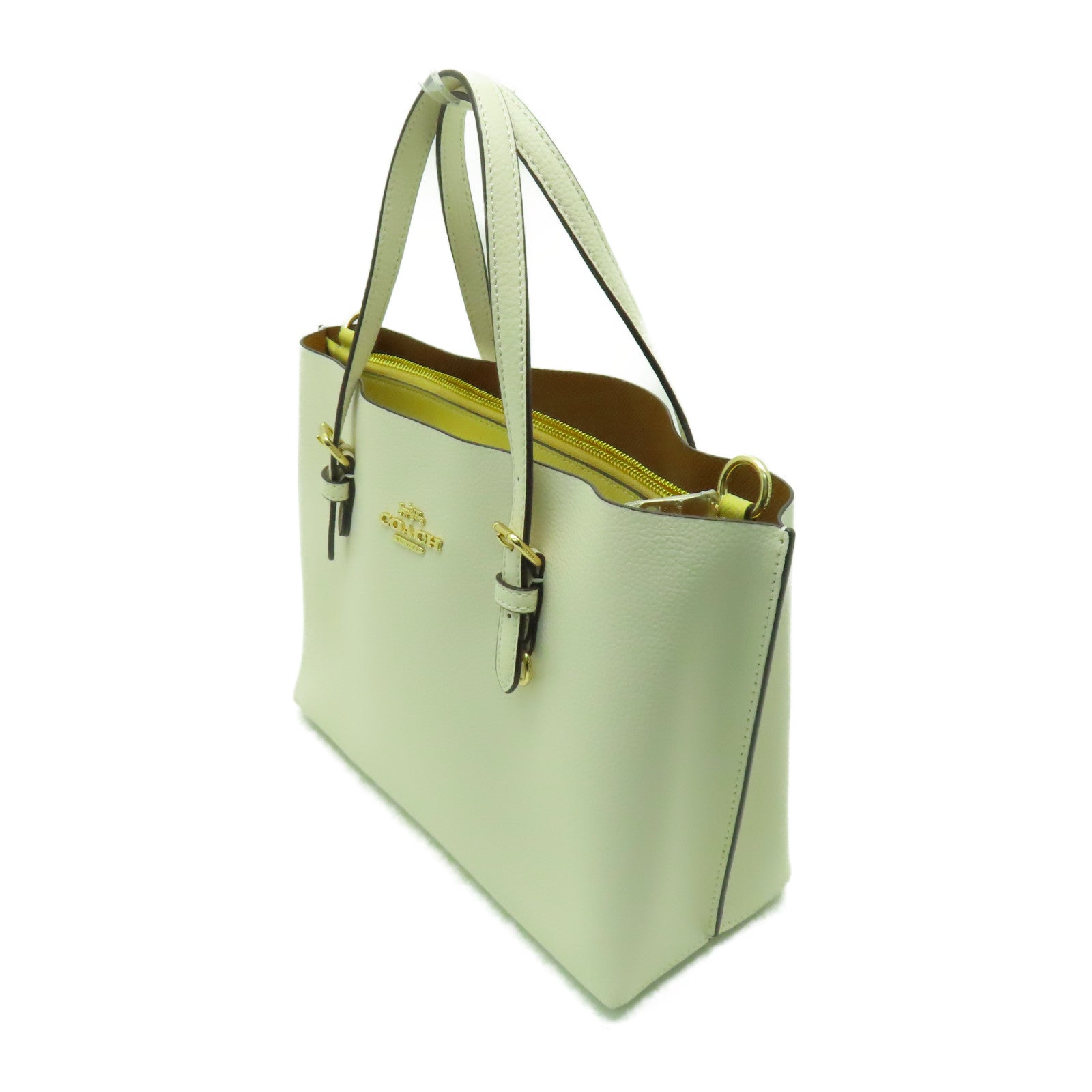 COACH 牛皮皮革2 Way Shoulder金扣手挽肩背兩用袋白色
