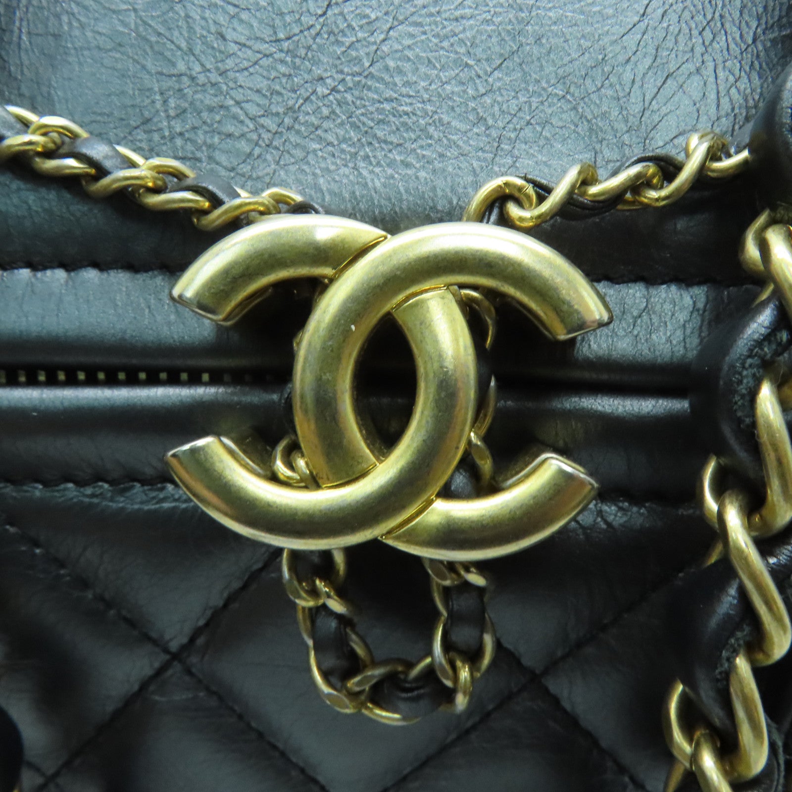 CHANEL 【激减优惠】菱格牛皮皮革Chain Shoulder金扣链带肩背袋