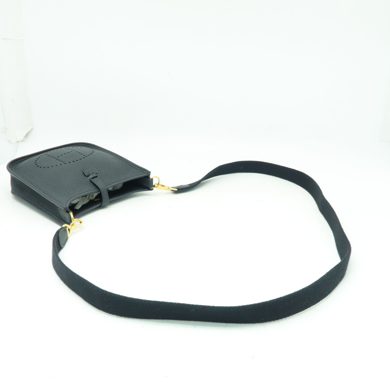 HERMES Clemence皮革Evelyne TPM金扣肩背袋黒色