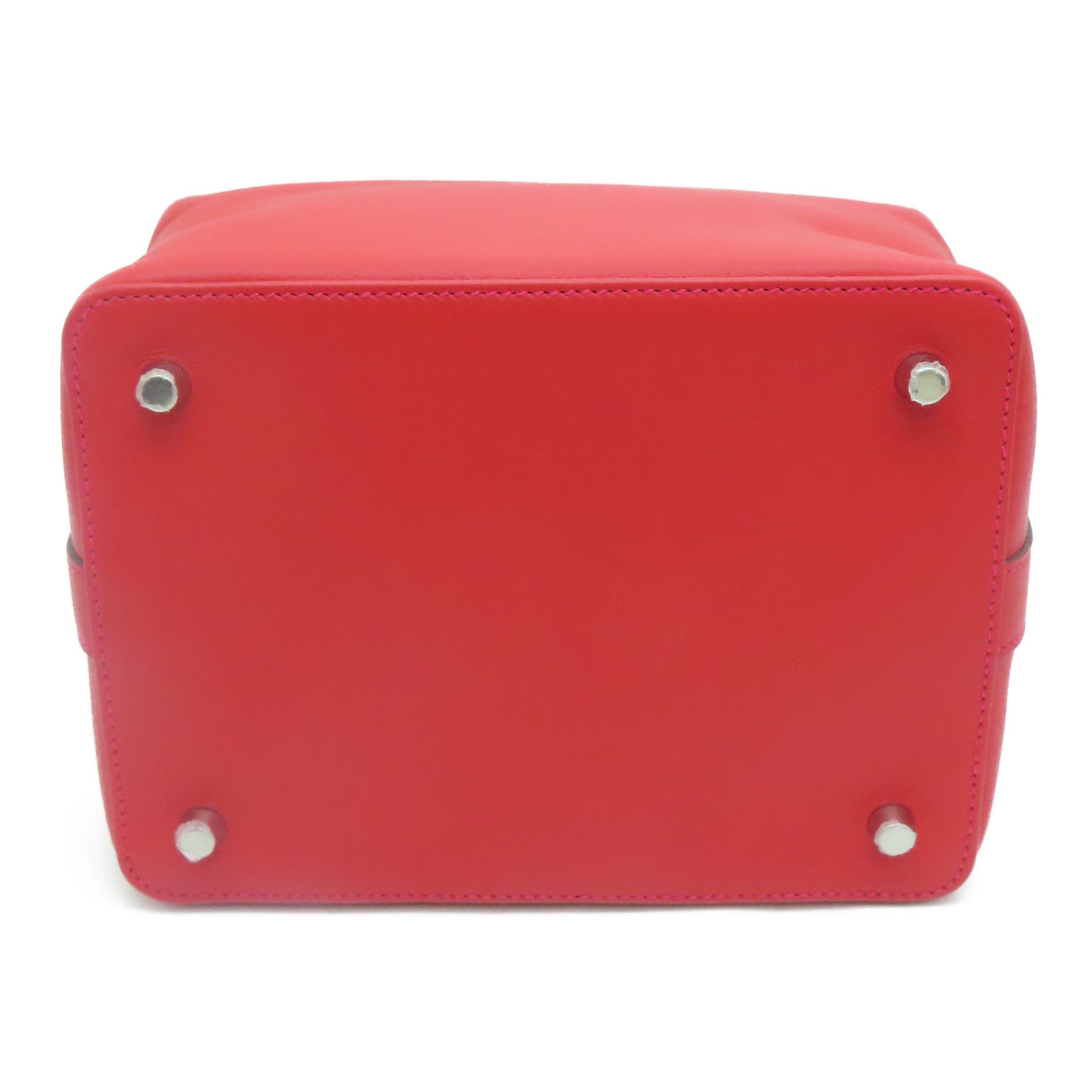 HERMES Swift皮革ToolBox 20銀扣手挽肩背兩用袋Rouge Pivoine/紅色