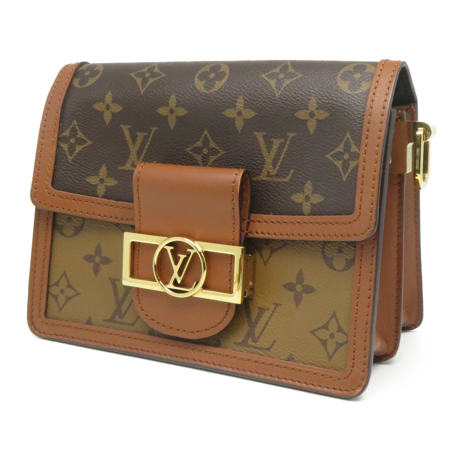 LOUIS VUITTON 【激減優惠】Monogram Reverse Mini Dauphine金扣肩背袋啡色