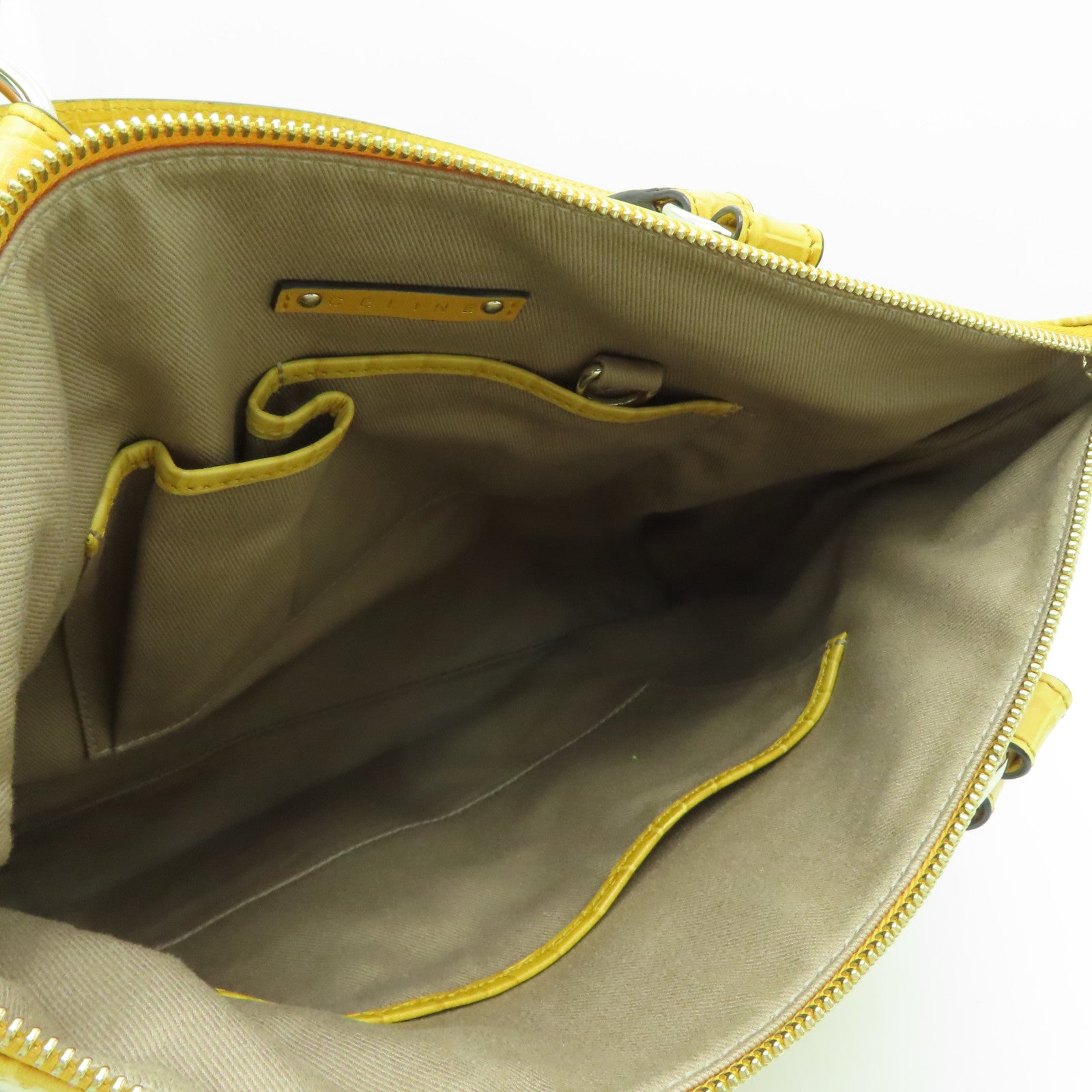 CELINE Canvas / Cowhide Leather Vintage Tote Bag Handle Bag / Shoulder Bag Yellow