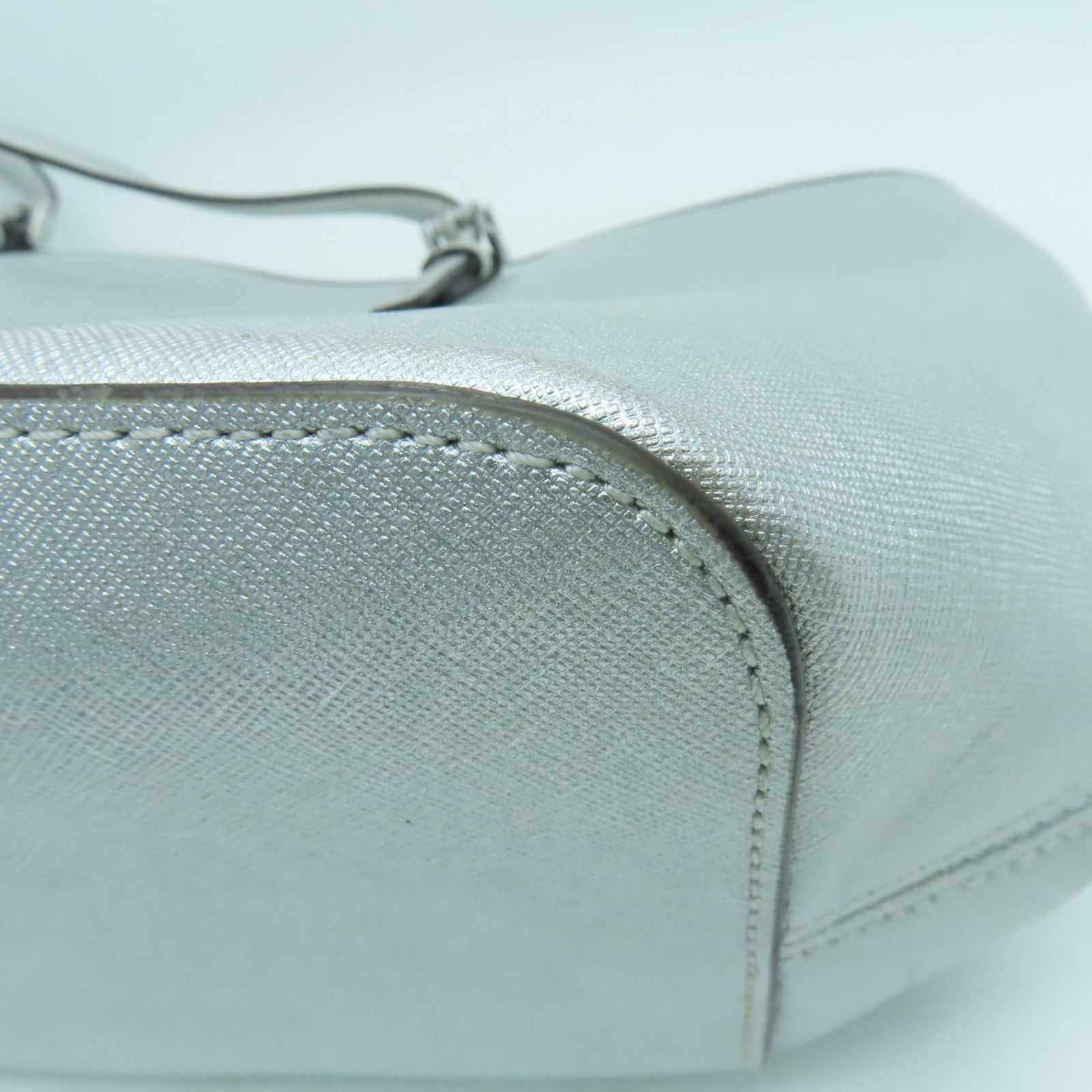 Michael Kors Coated Canvas Tote Bag Silver Button Handle Bag / Shoulder Bag Silver