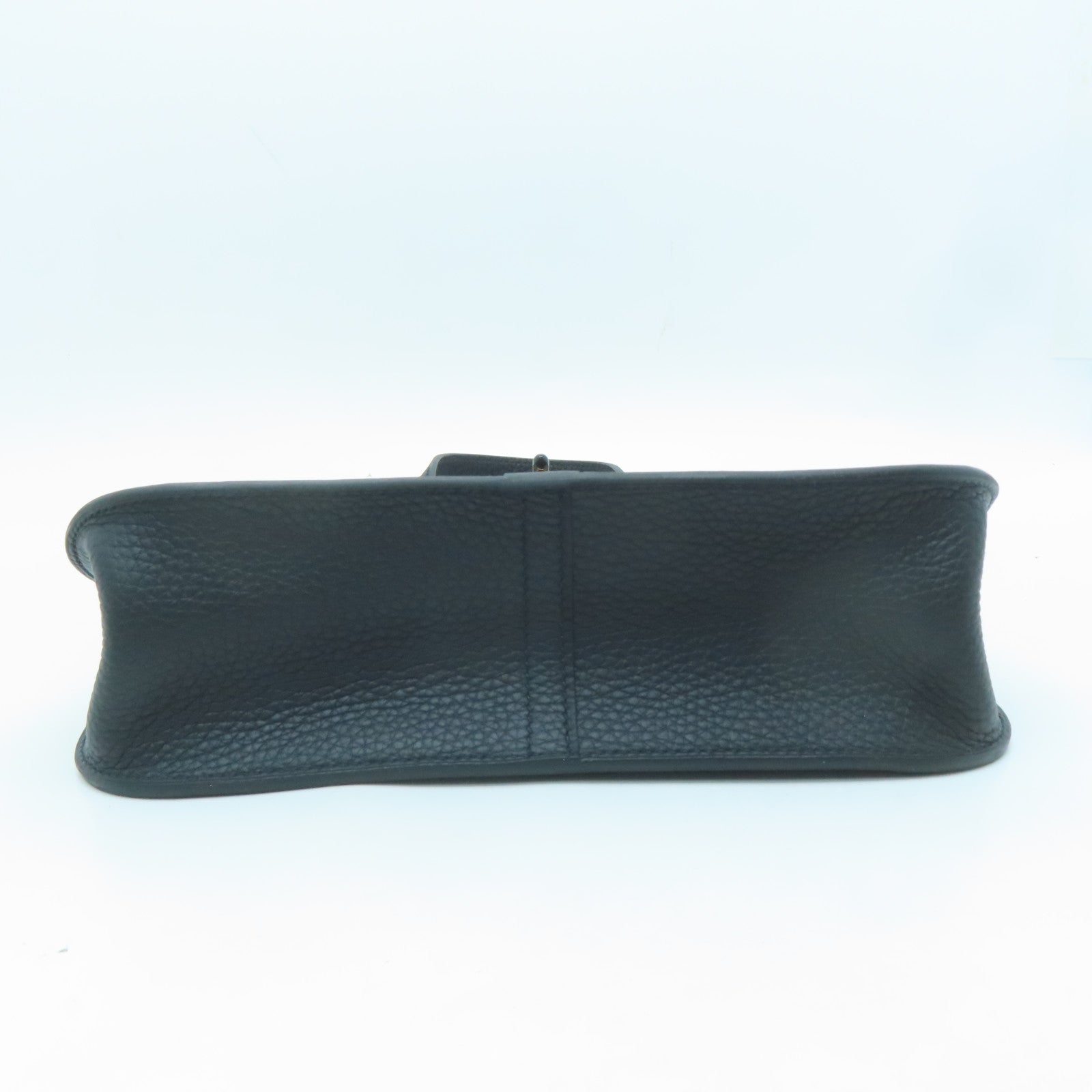 HERMES Clemence Leather Halzan 25 Gold Buckle Handle Shoulder Bag Black
