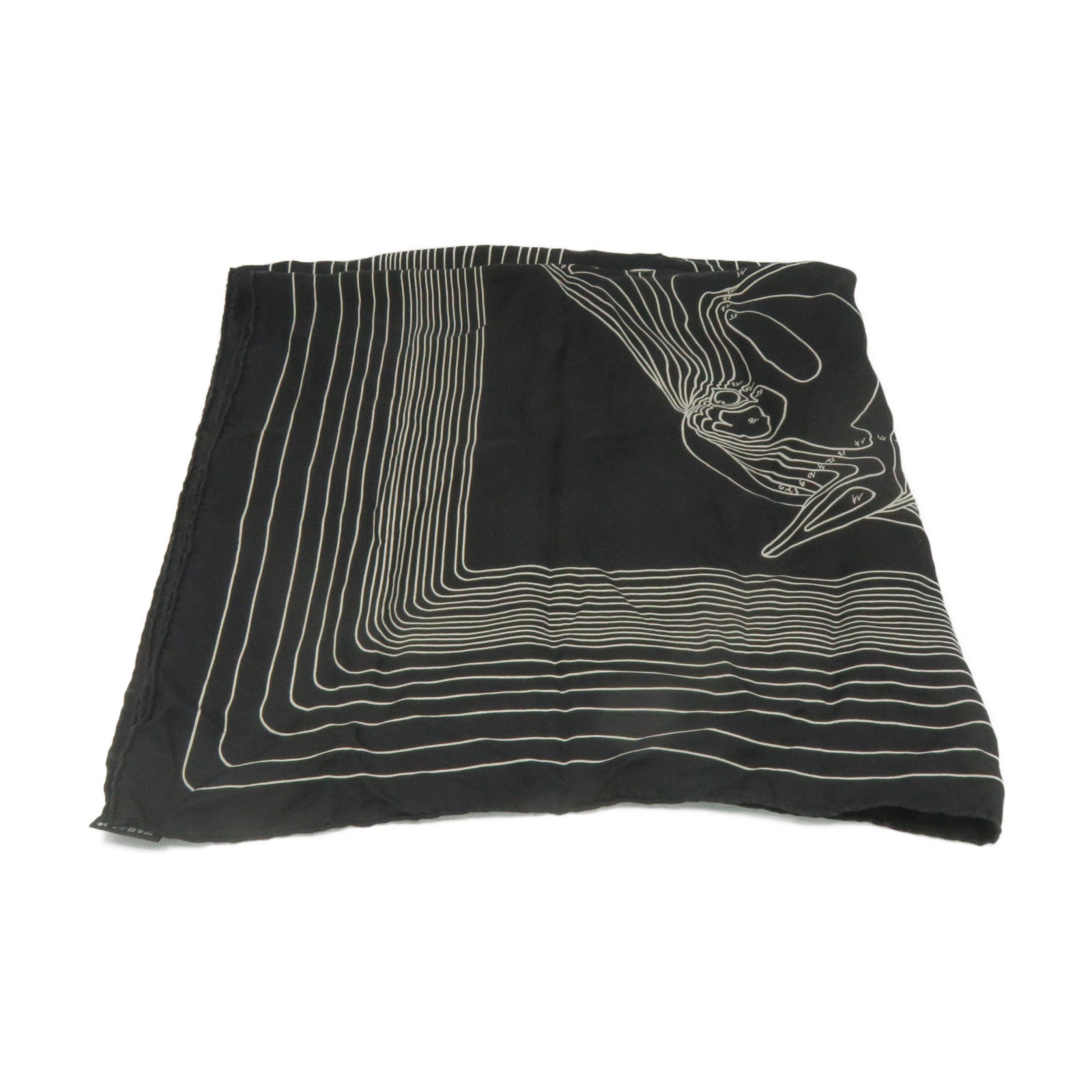 HERMES 絲質Scarf 90x90絲巾黑色/白色