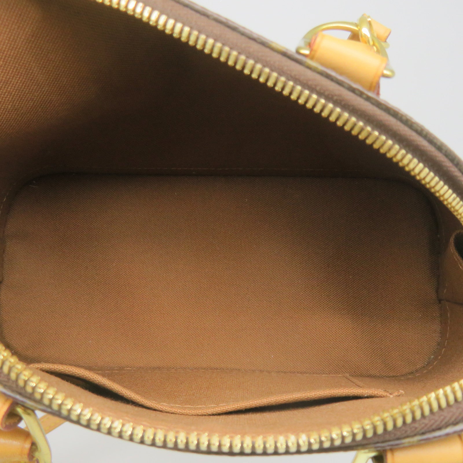 LOUIS VUITTON Monogram Alma BB Gold Buckle Shoulder Bag Brown