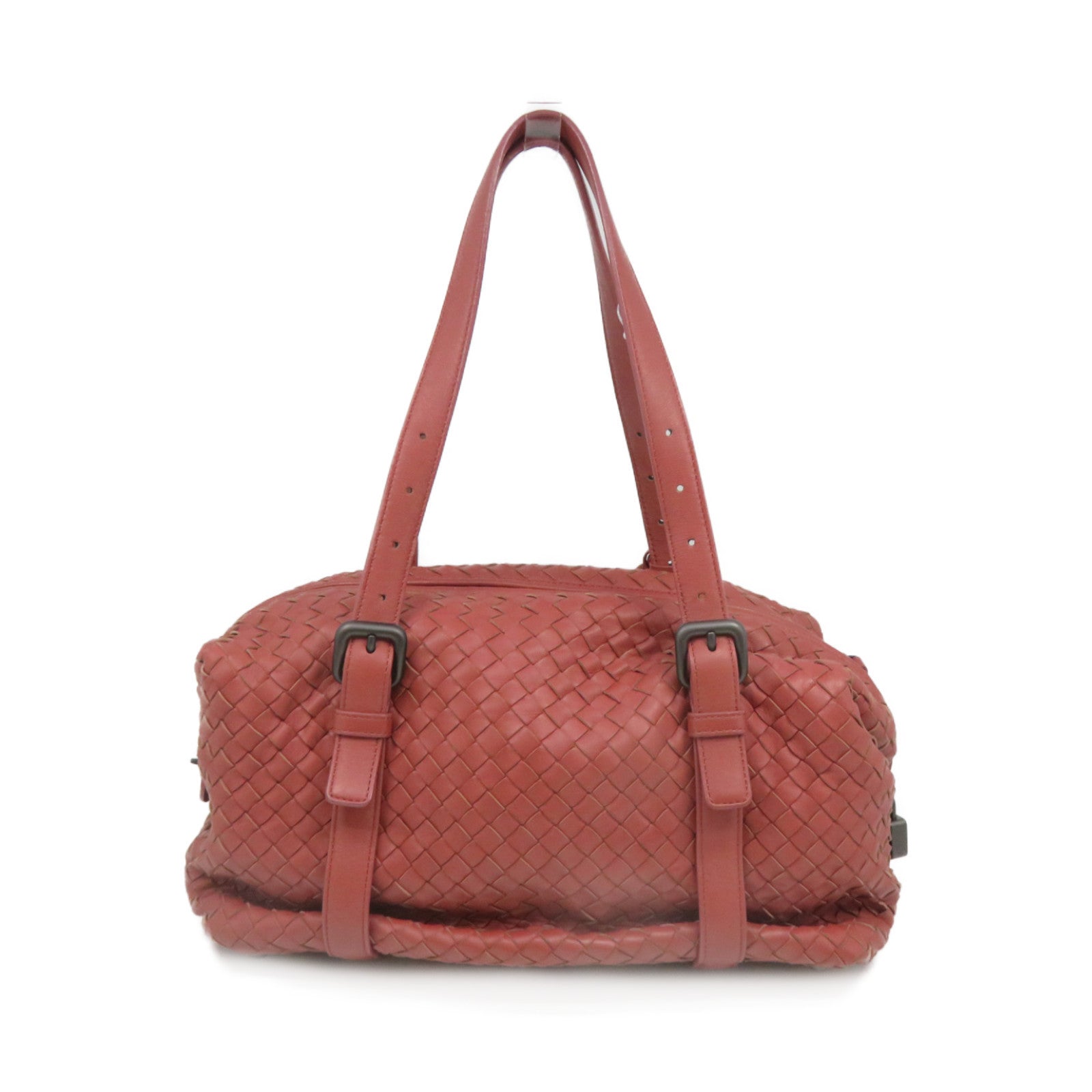 BOTTEGA VENETA 【激減優惠】織紋皮革Shoulder Bag肩背袋啡紅色