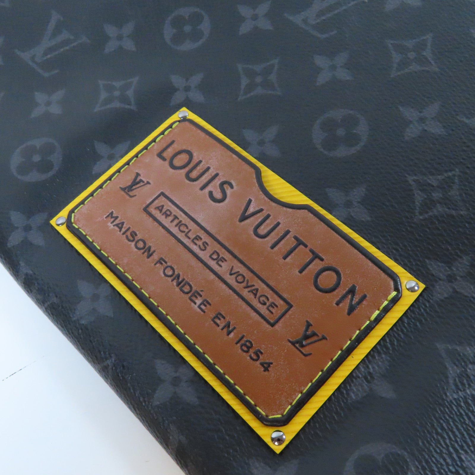 LOUIS VUITTON Monogram Eclipse Pochette Discovery銀扣手拿包黑色