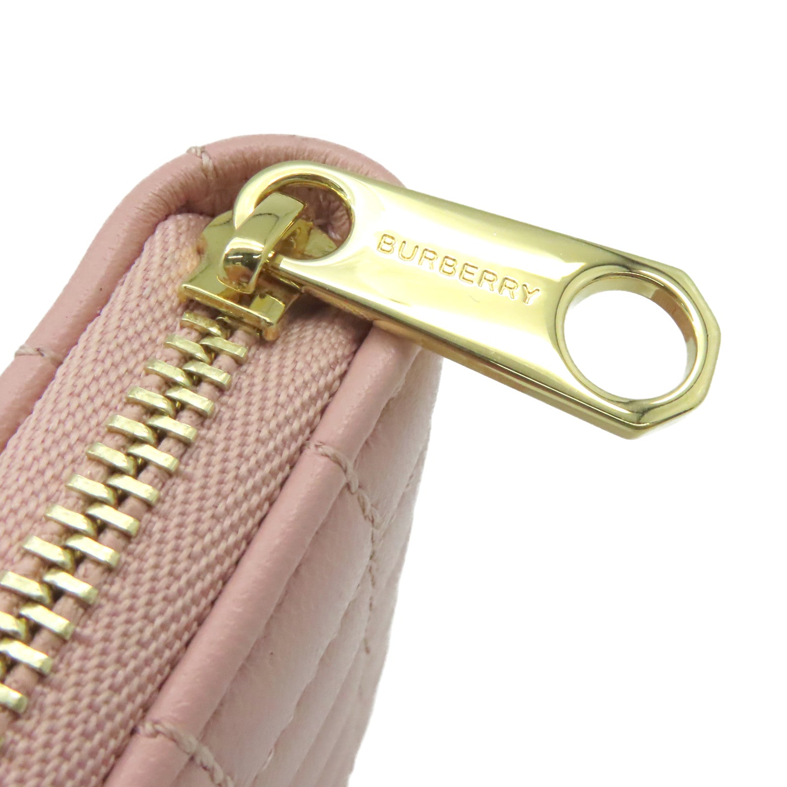 BURBERRY 羊皮皮革Round Card Coin Case金扣拉鏈零錢包/卡片套粉紅色