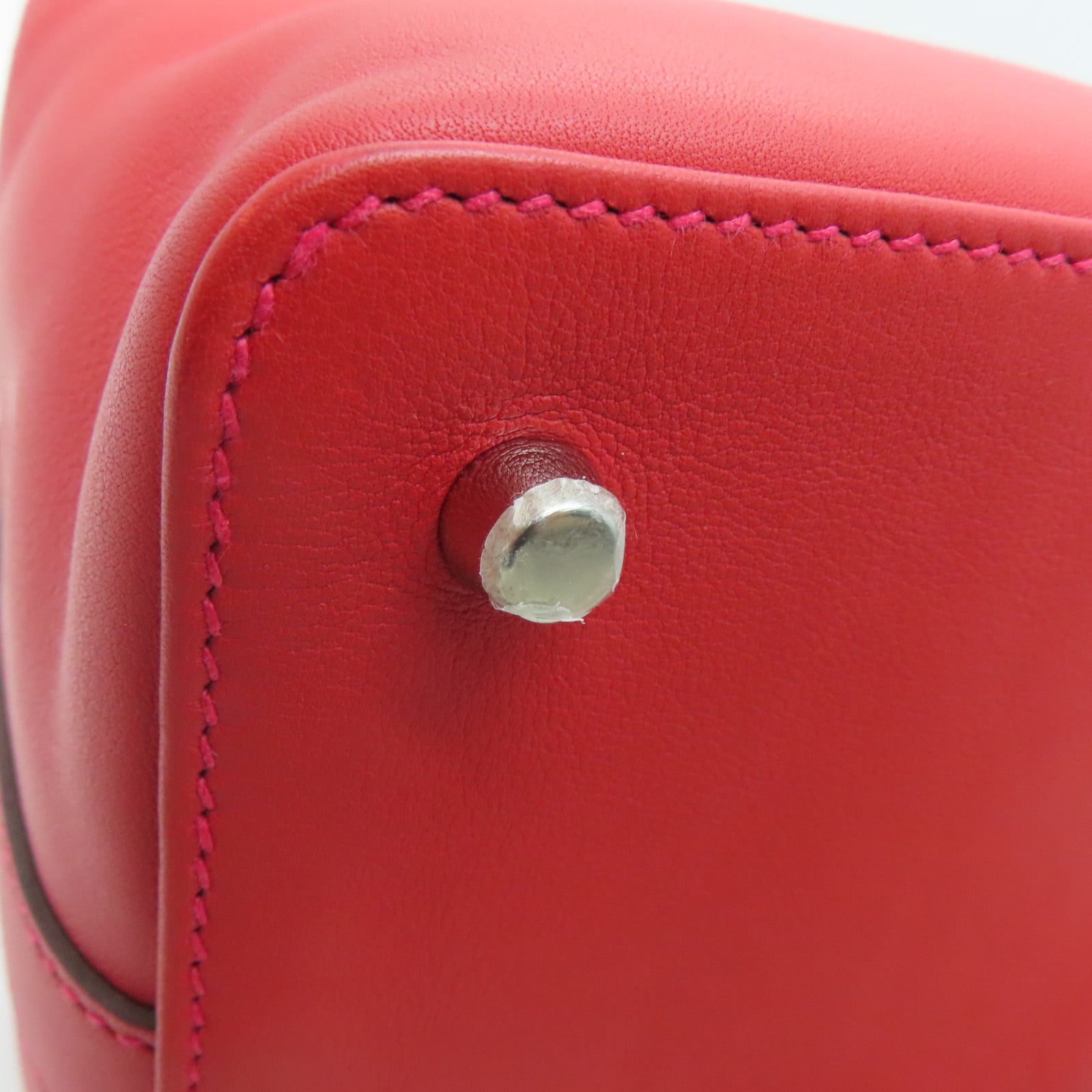 HERMES Swift皮革ToolBox 20銀扣手挽肩背兩用袋Rouge Pivoine/紅色