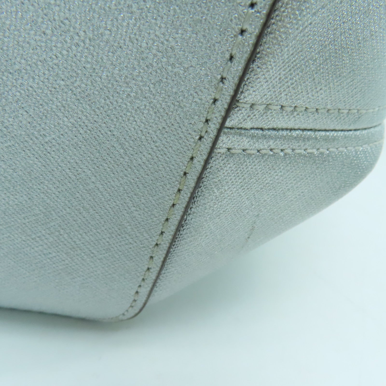 Michael Kors Coated Canvas Tote Bag Silver Button Handle Bag / Shoulder Bag Silver