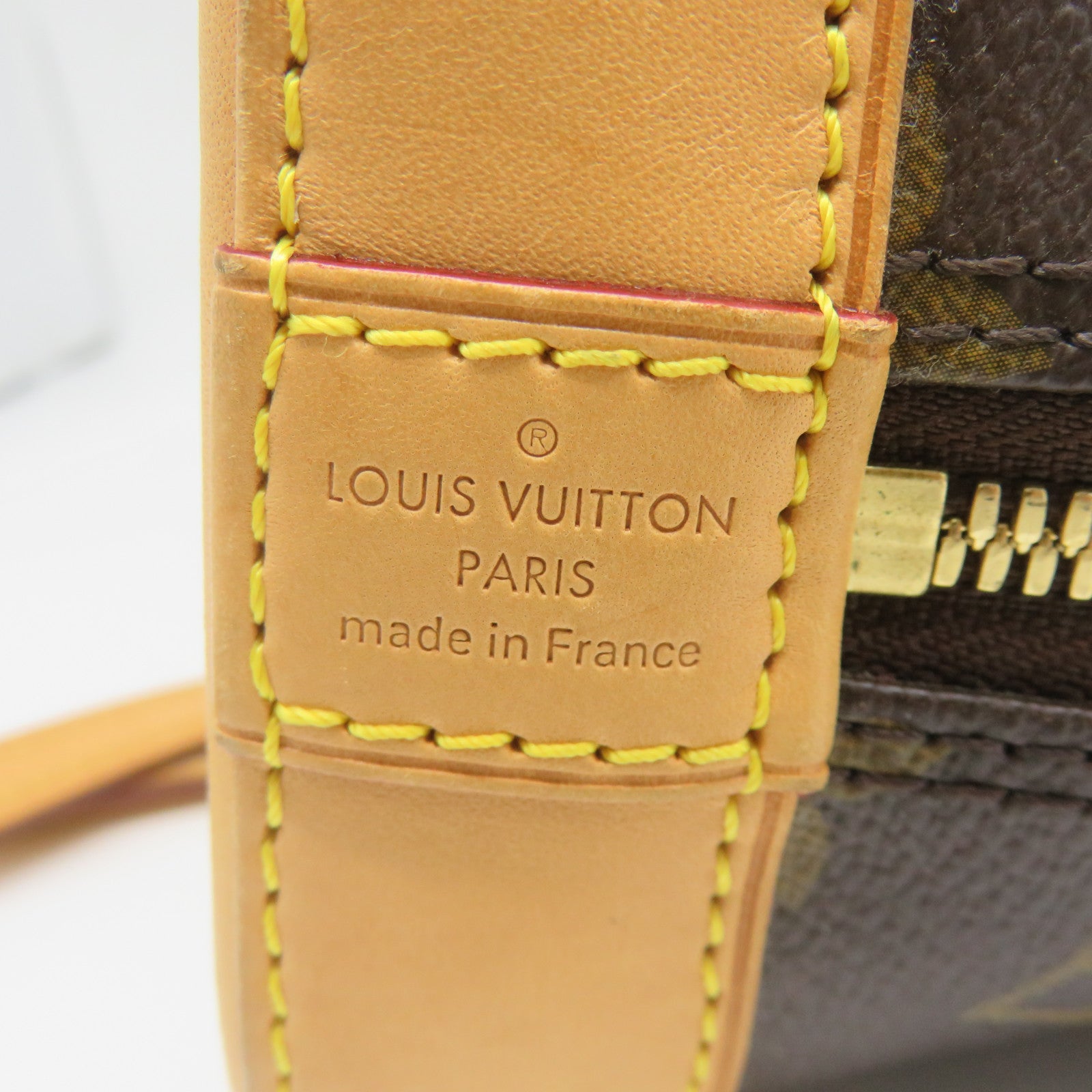 LOUIS VUITTON Monogram Alma BB Gold Buckle Shoulder Bag Brown