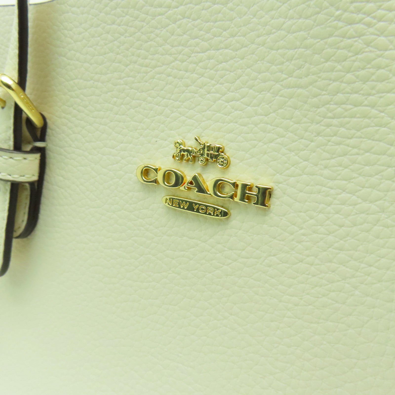 COACH 牛皮皮革2 Way Shoulder金扣手挽肩背兩用袋白色