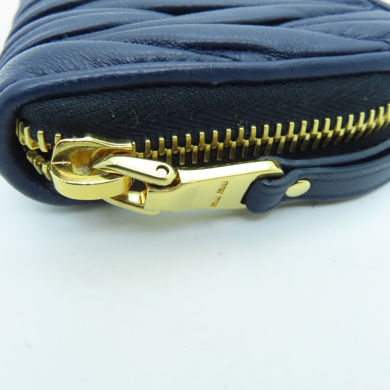 Miu Miu Sheepskin Leather Card Case Gold Buckle Green