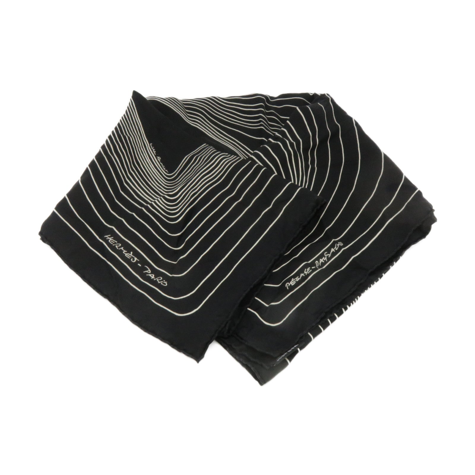 HERMES 絲質Scarf 90x90絲巾黑色/白色
