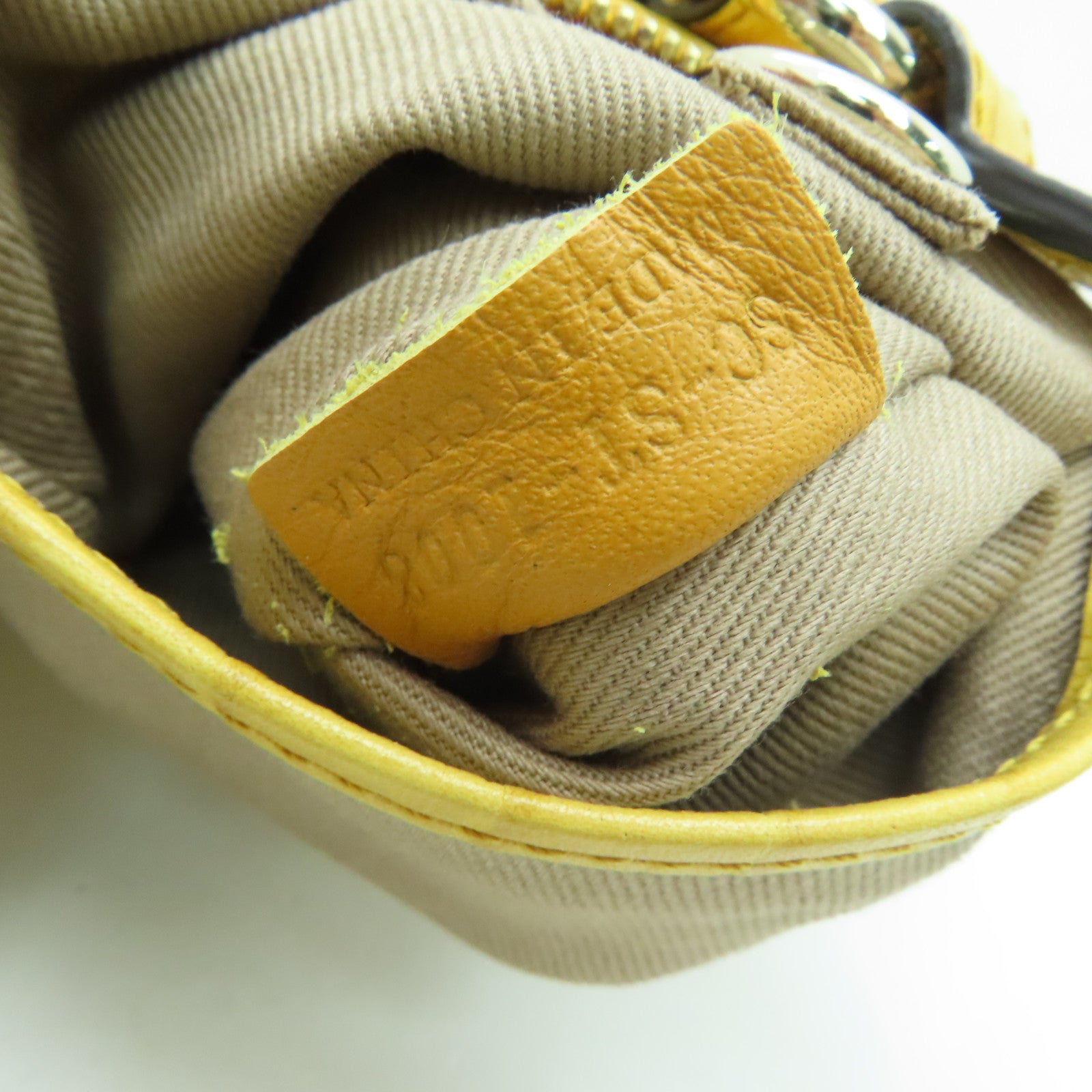 CELINE Canvas / Cowhide Leather Vintage Tote Bag Handle Bag / Shoulder Bag Yellow