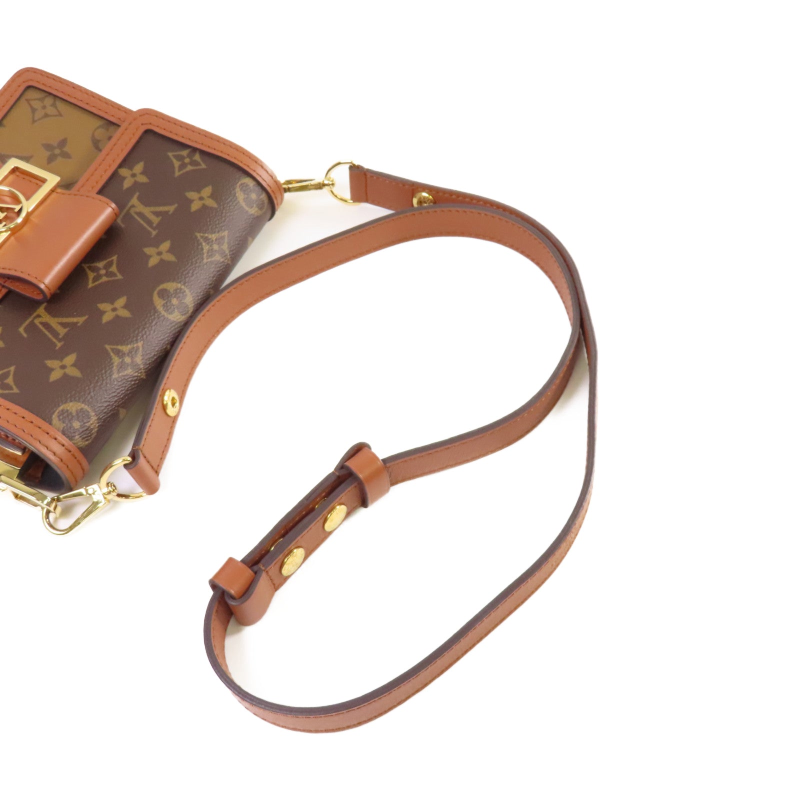 LOUIS VUITTON Monogram Mini Dauphine Shoulder Bag金扣肩背袋啡色