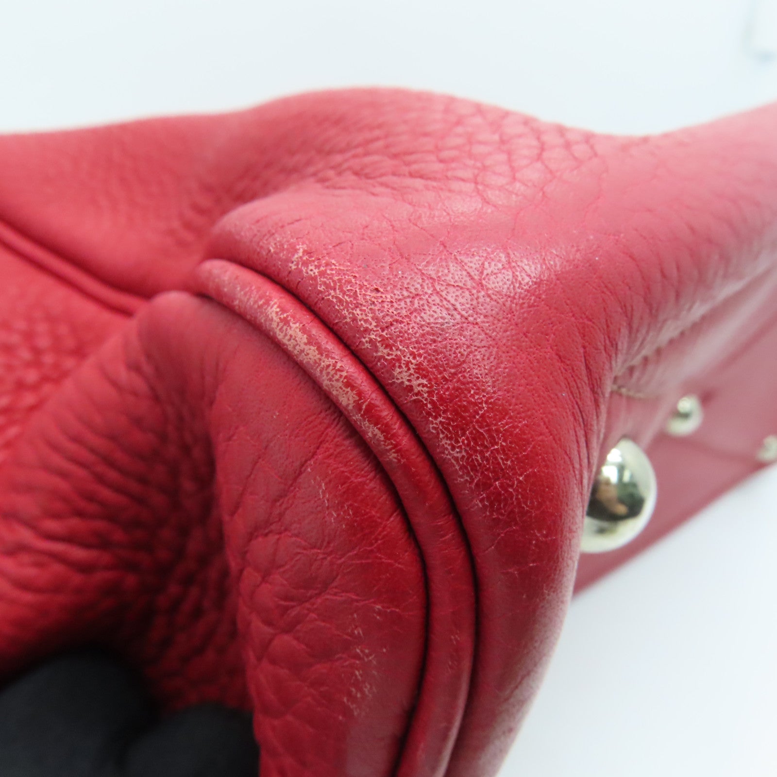 HERMES 【激减优惠】Clemence皮革Victoria银扣肩背袋Rouge Casaque/红色