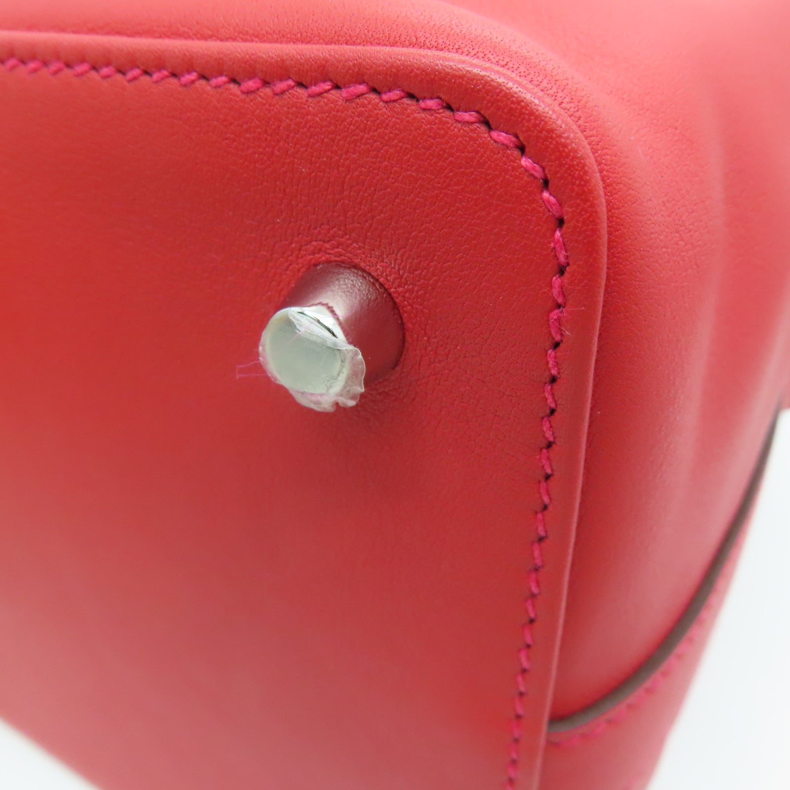 HERMES Swift皮革ToolBox 20銀扣手挽肩背兩用袋Rouge Pivoine/紅色