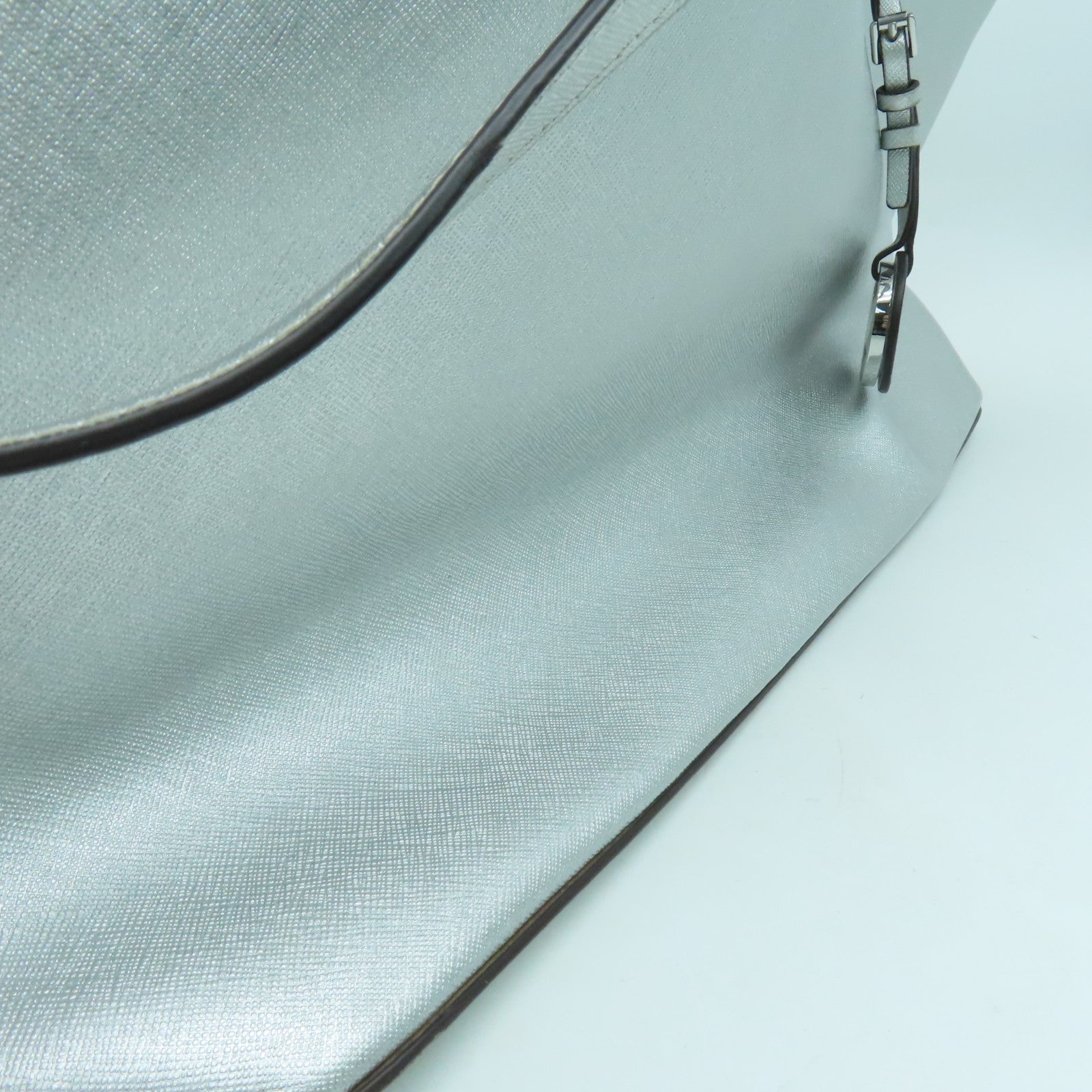 Michael Kors Coated Canvas Tote Bag Silver Button Handle Bag / Shoulder Bag Silver
