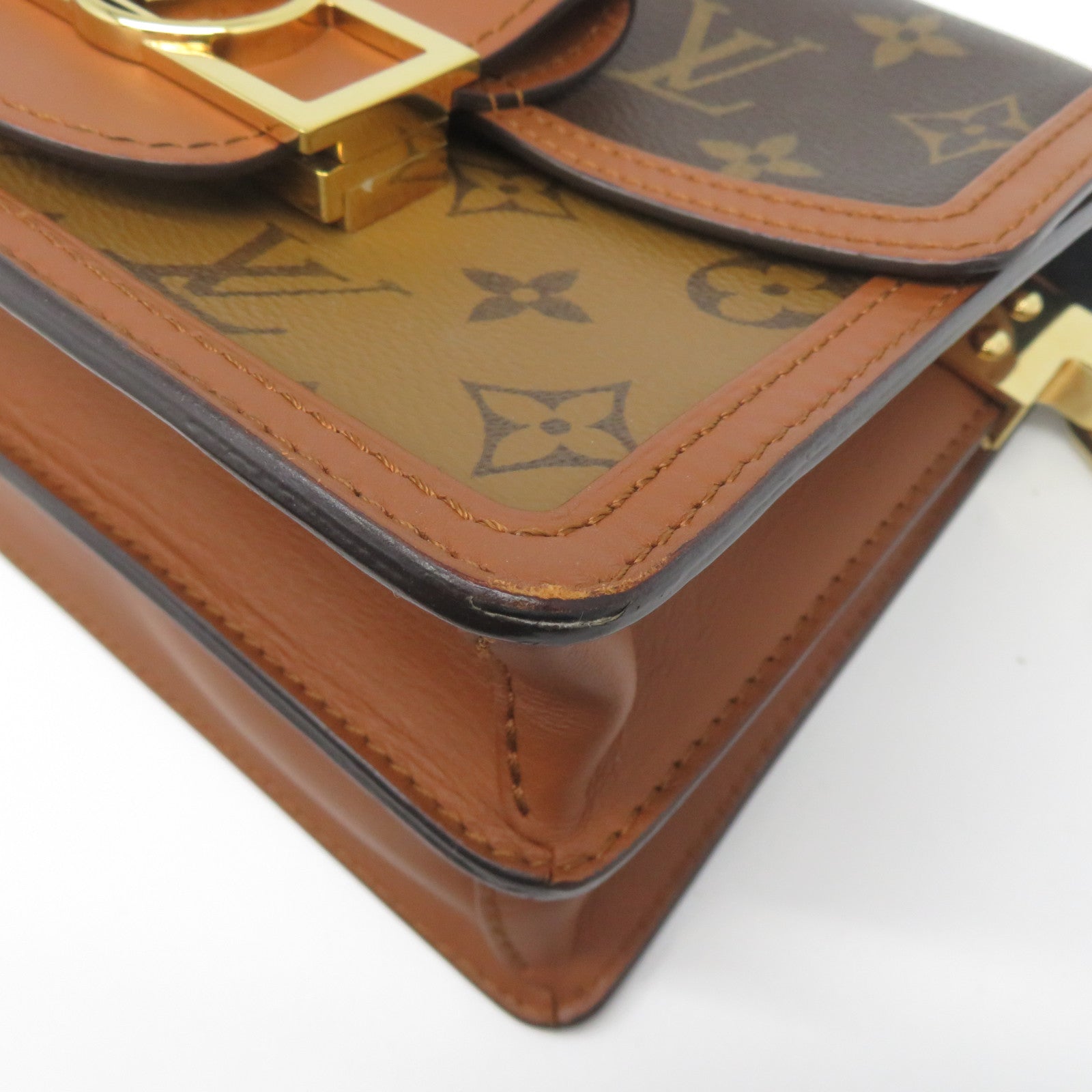 LOUIS VUITTON 【激減優惠】Monogram Reverse Mini Dauphine金扣肩背袋啡色