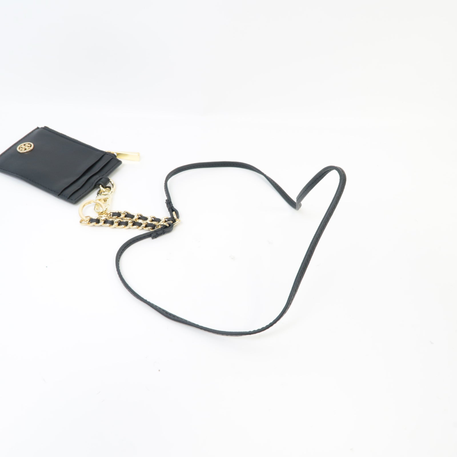Tory Burch 牛皮皮革Card Holder金扣卡片套黑色