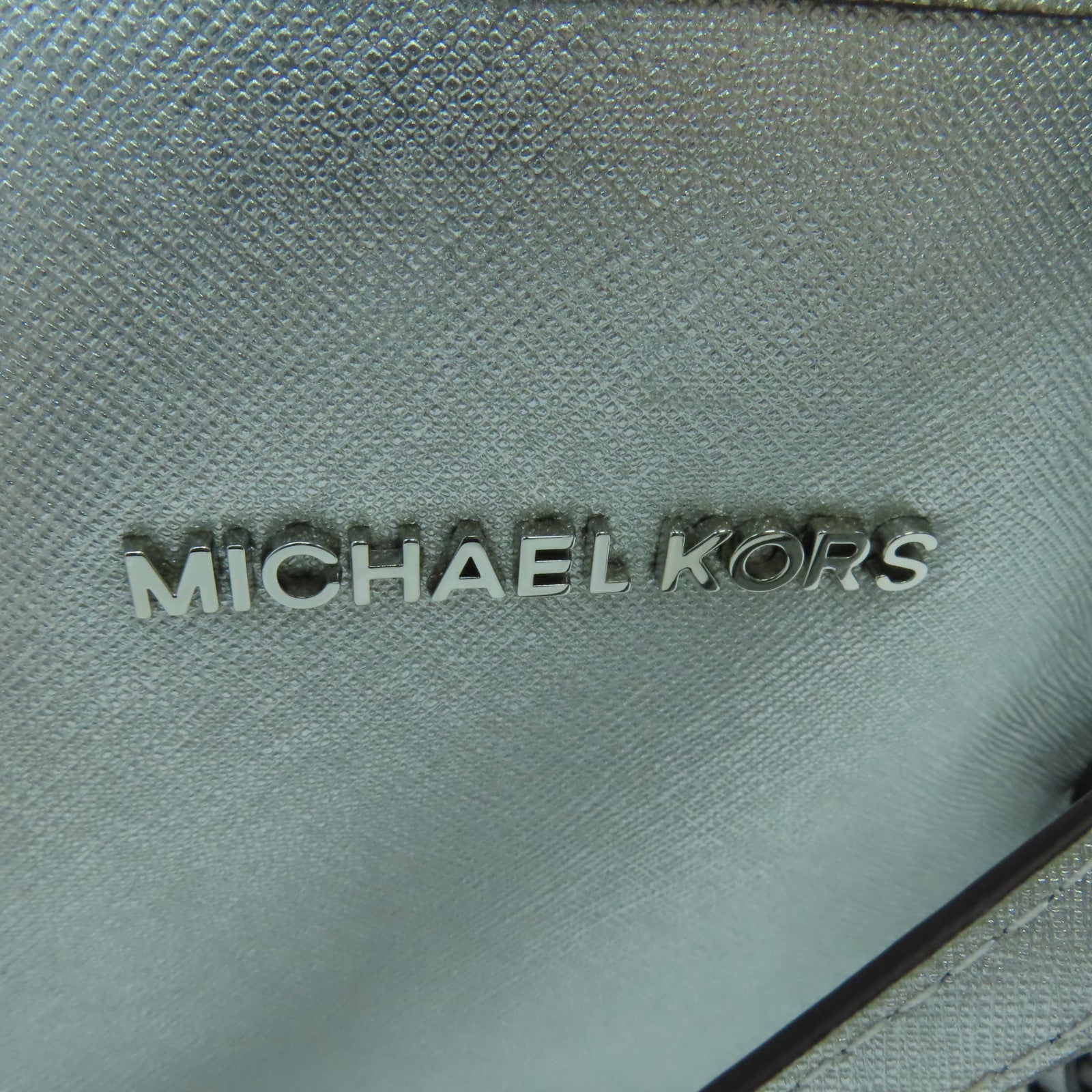 Michael Kors Coated Canvas Tote Bag Silver Button Handle Bag / Shoulder Bag Silver