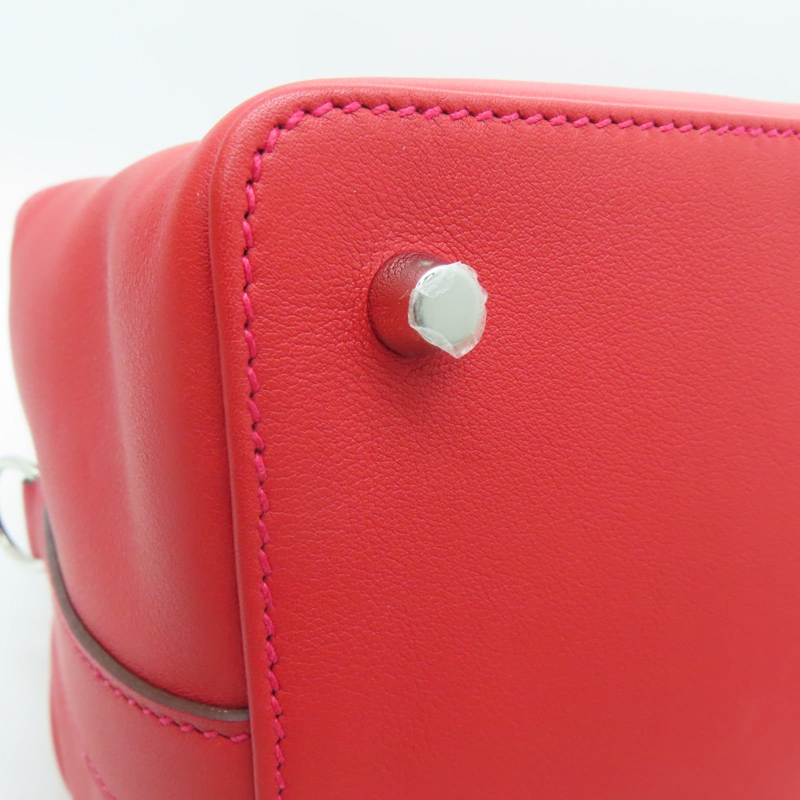 HERMES Swift皮革ToolBox 20銀扣手挽肩背兩用袋Rouge Pivoine/紅色