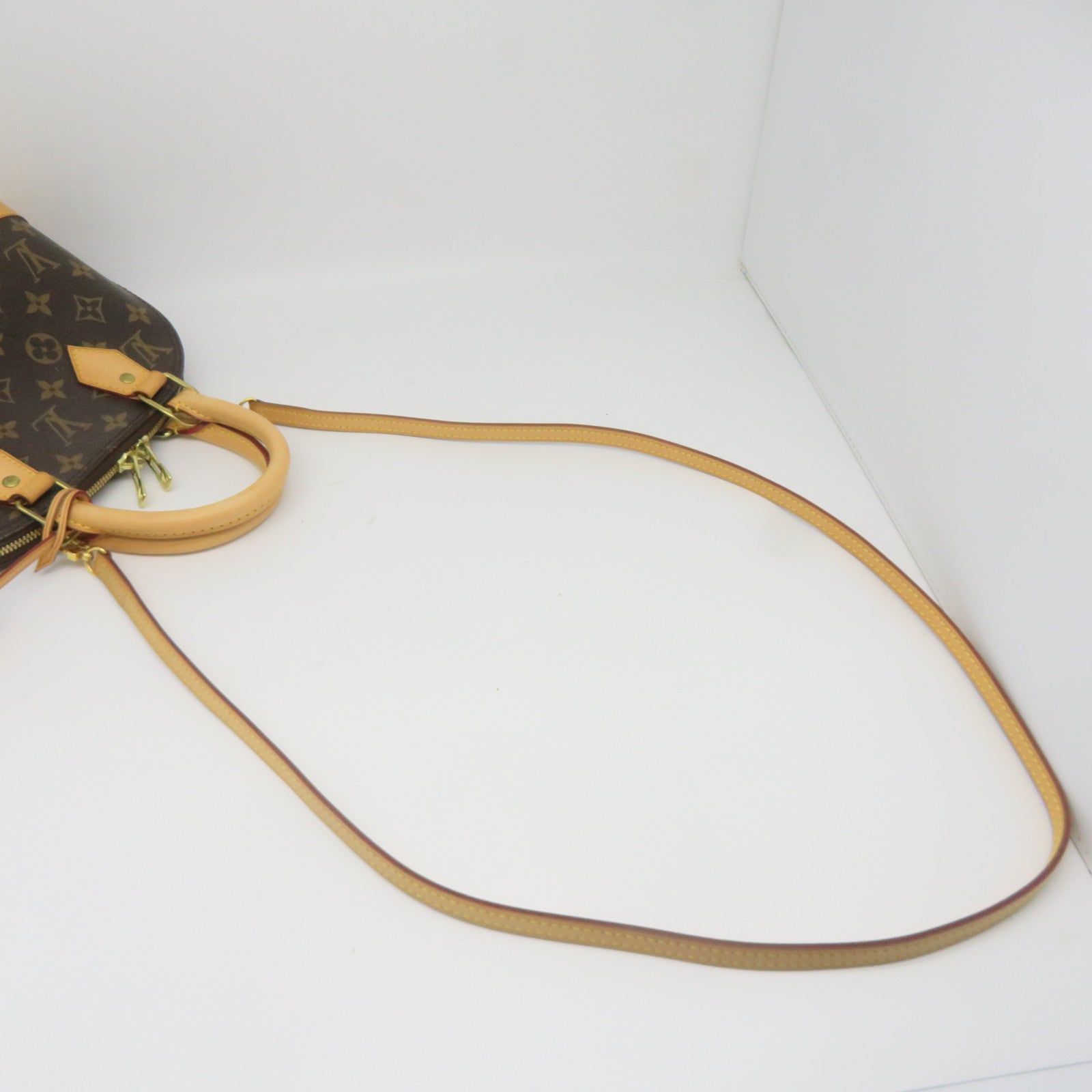 LOUIS VUITTON Monogram Alma BB Gold Buckle Shoulder Bag Brown